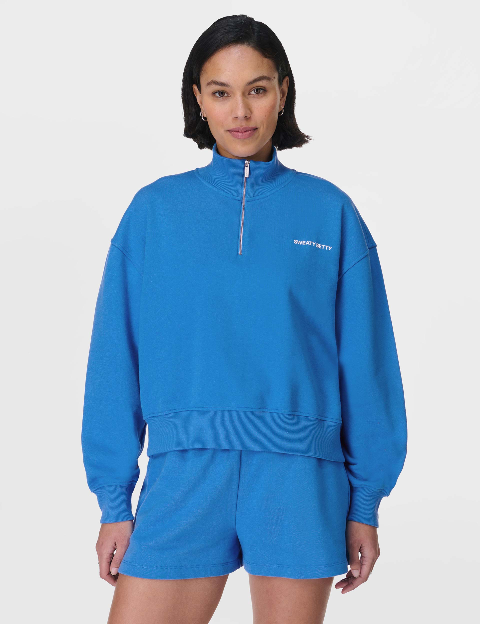 Revive Crop Half Zip - Tidal Blue