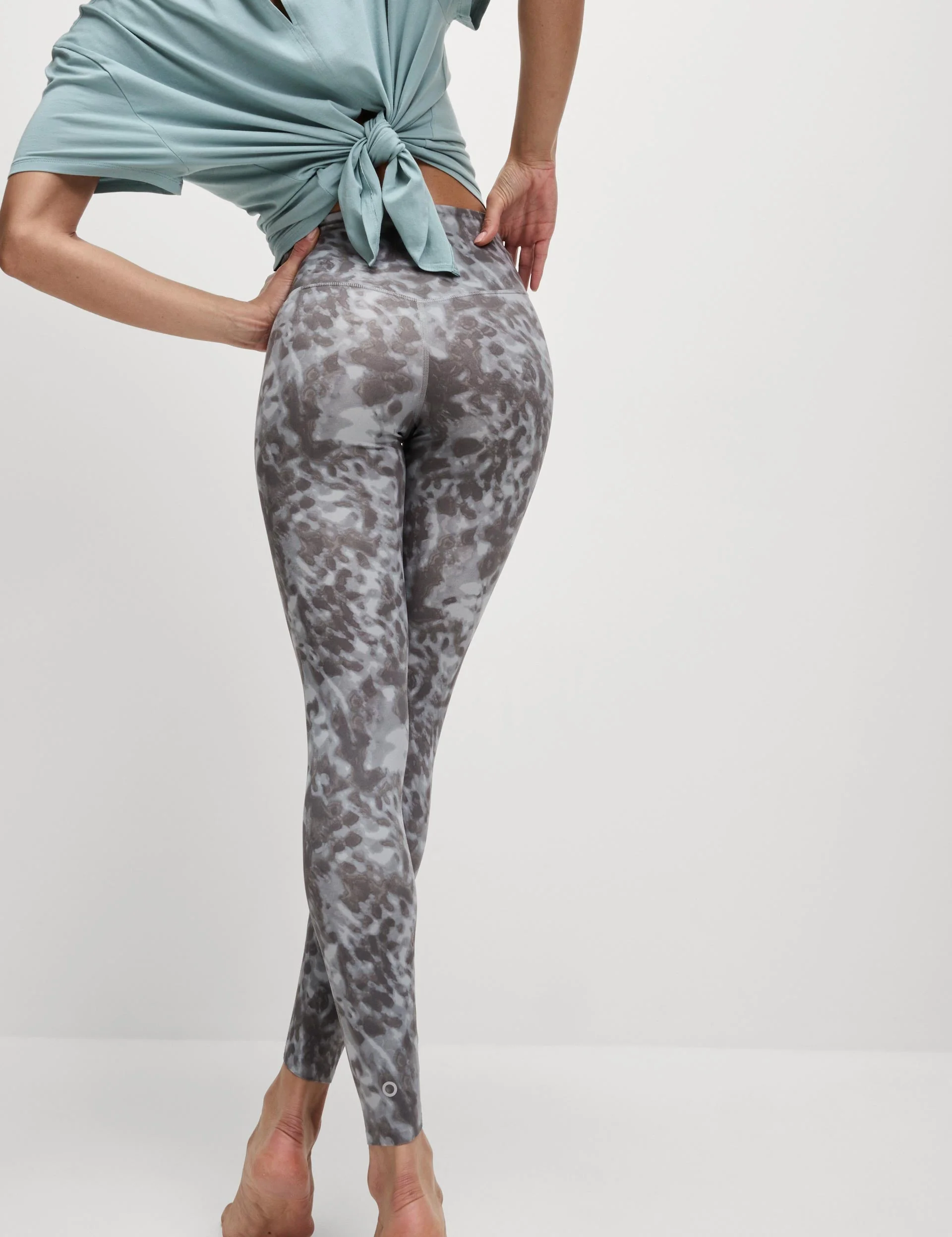 Go Balance Printed Wrap Waist Yoga Leggings - Grey Mix