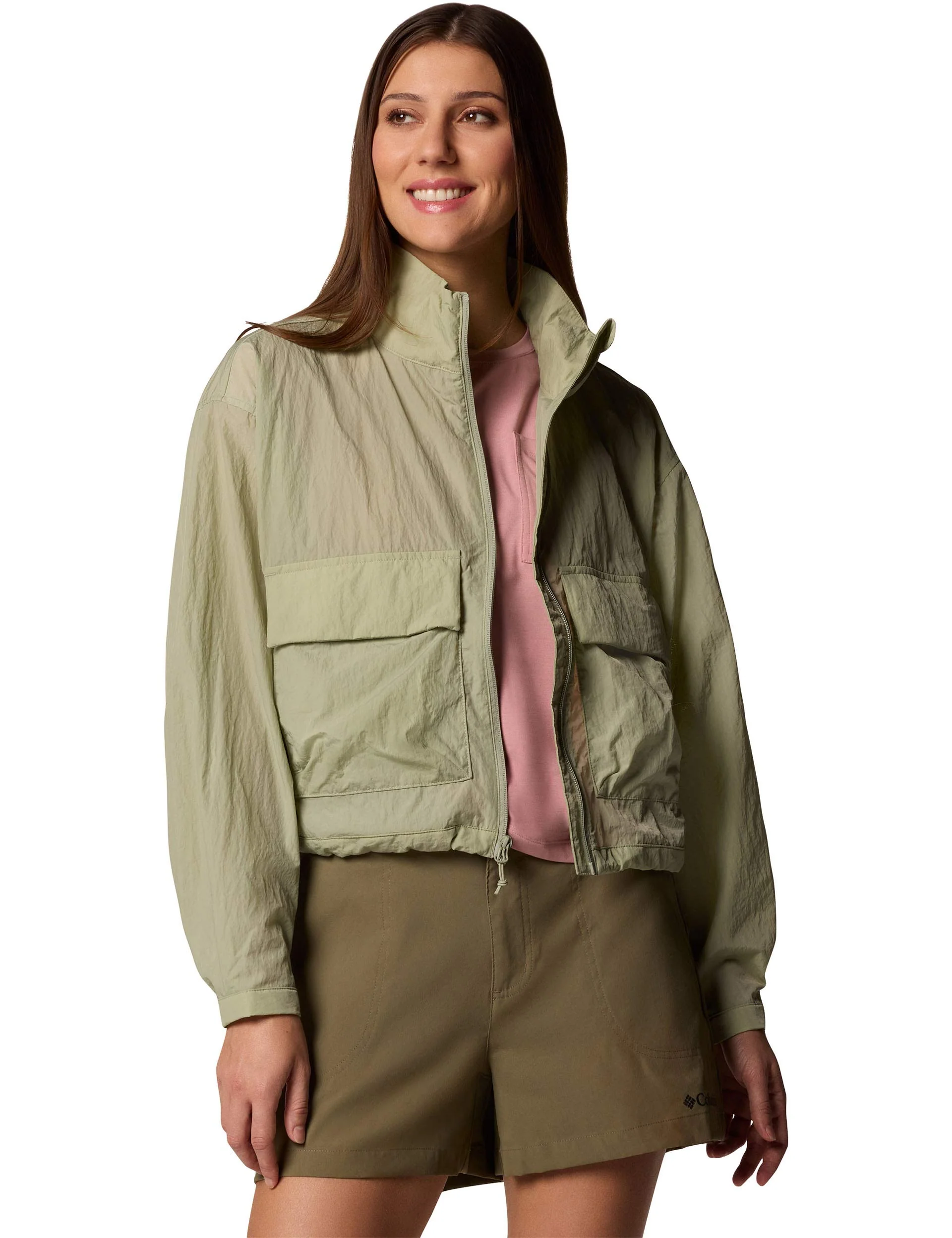 Paracutie Cropped Cargo Windbreaker - Safari