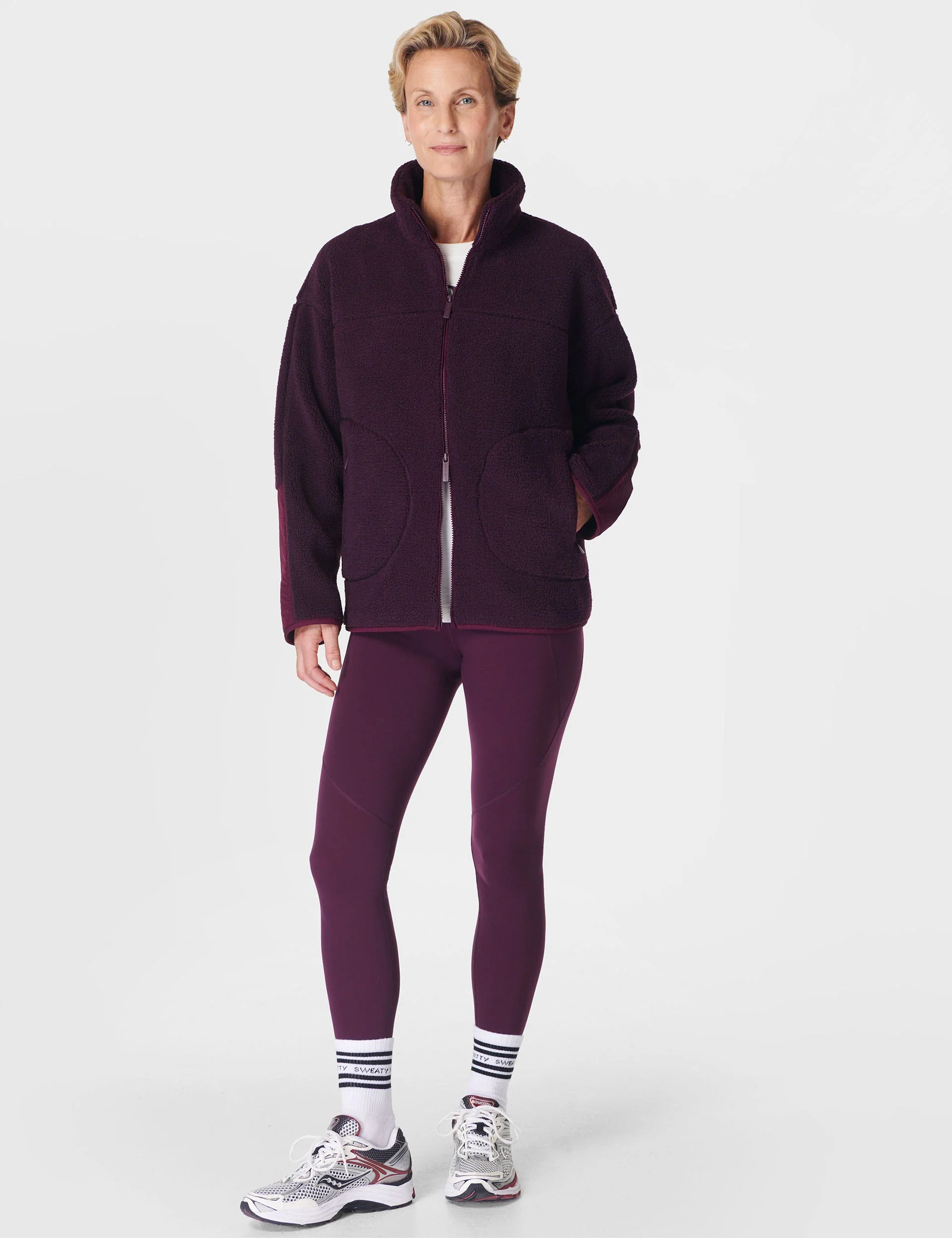 Plush Textured Zip Up - Midnight Cherry Purple