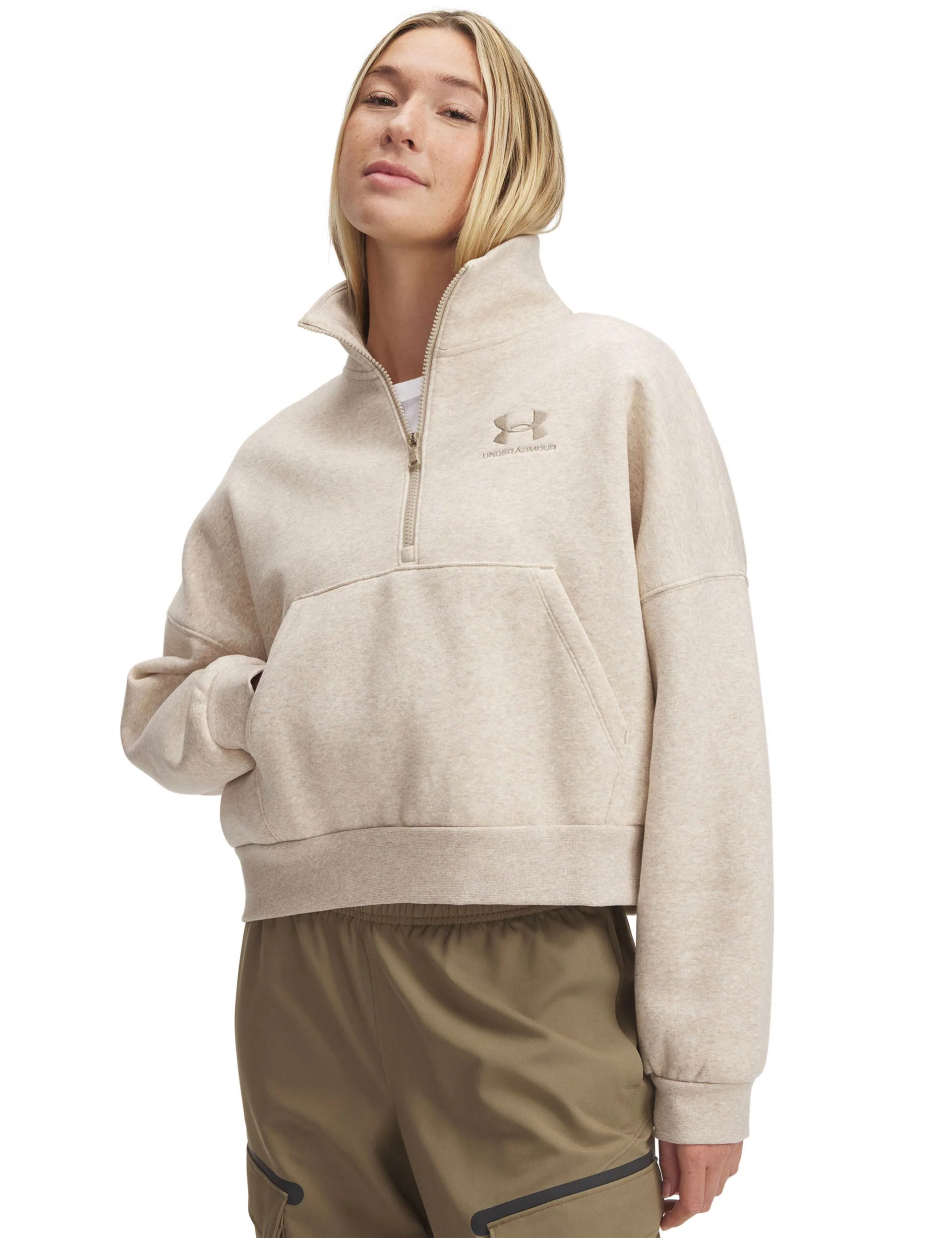 Icon Fleece Oversized 1/2 Zip - City Khaki