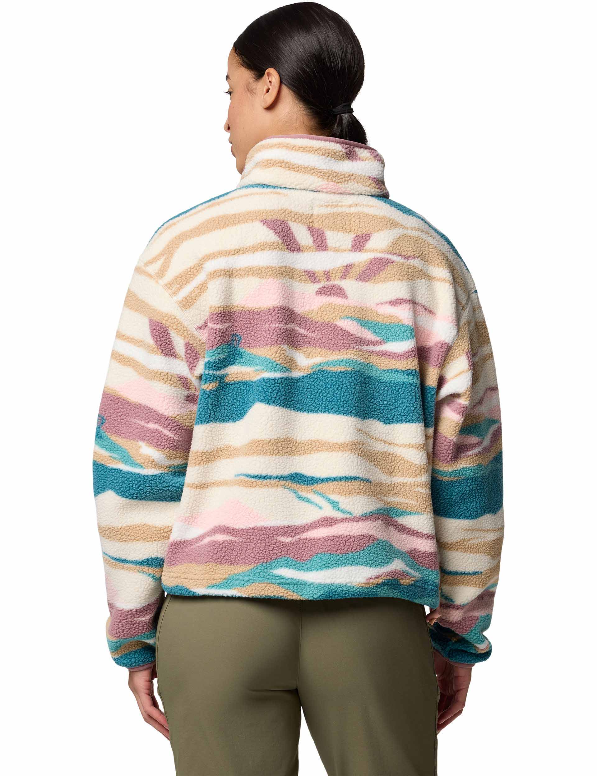 Helvetia II Cropped Sherpa Half Snap Printed Fleece - River Blue Rogue Valley