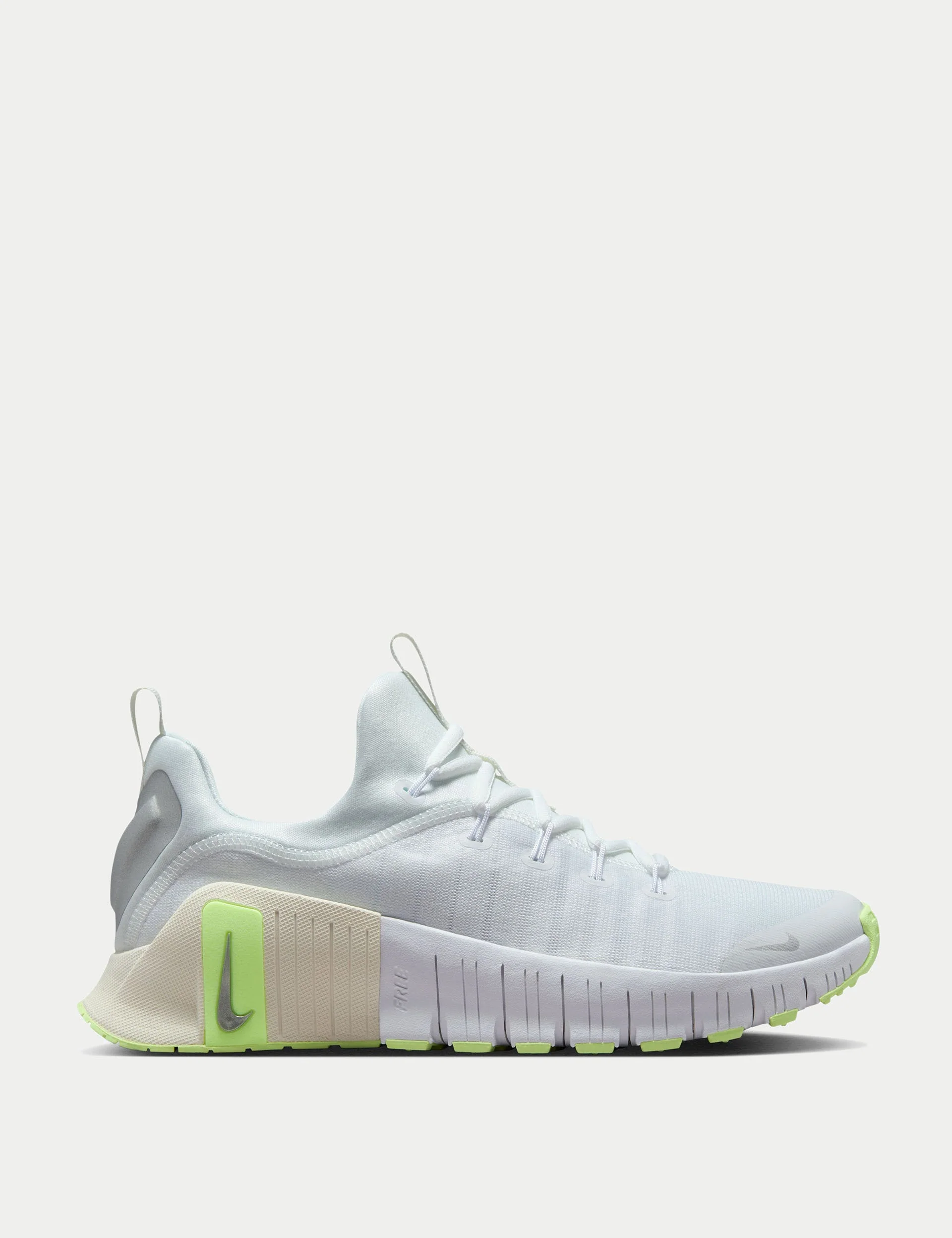 Free Metcon 6 Shoes - White/Metallic Silver/Barely Volt/Sail