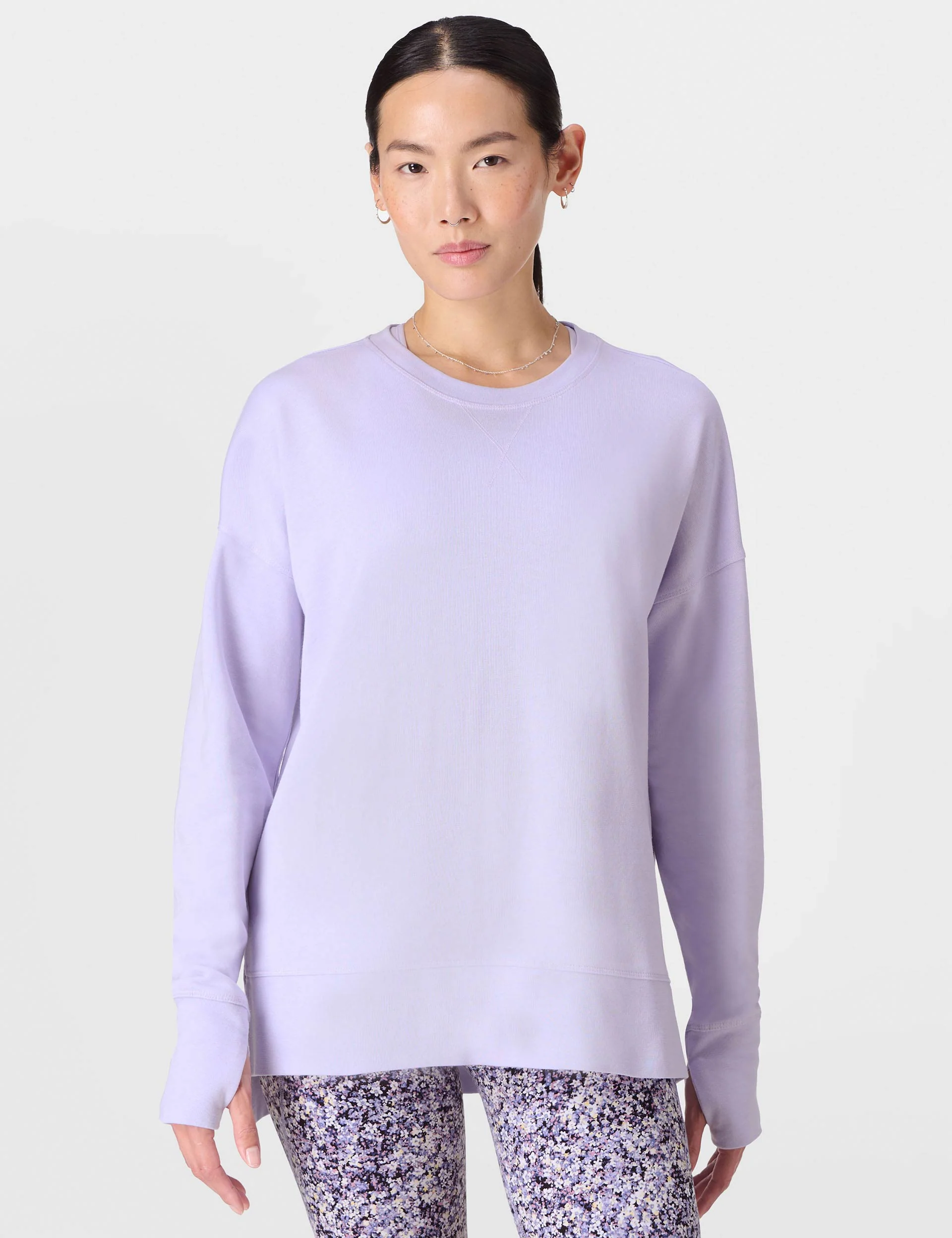 After Class Longline Sweatshirt - Heather Purple