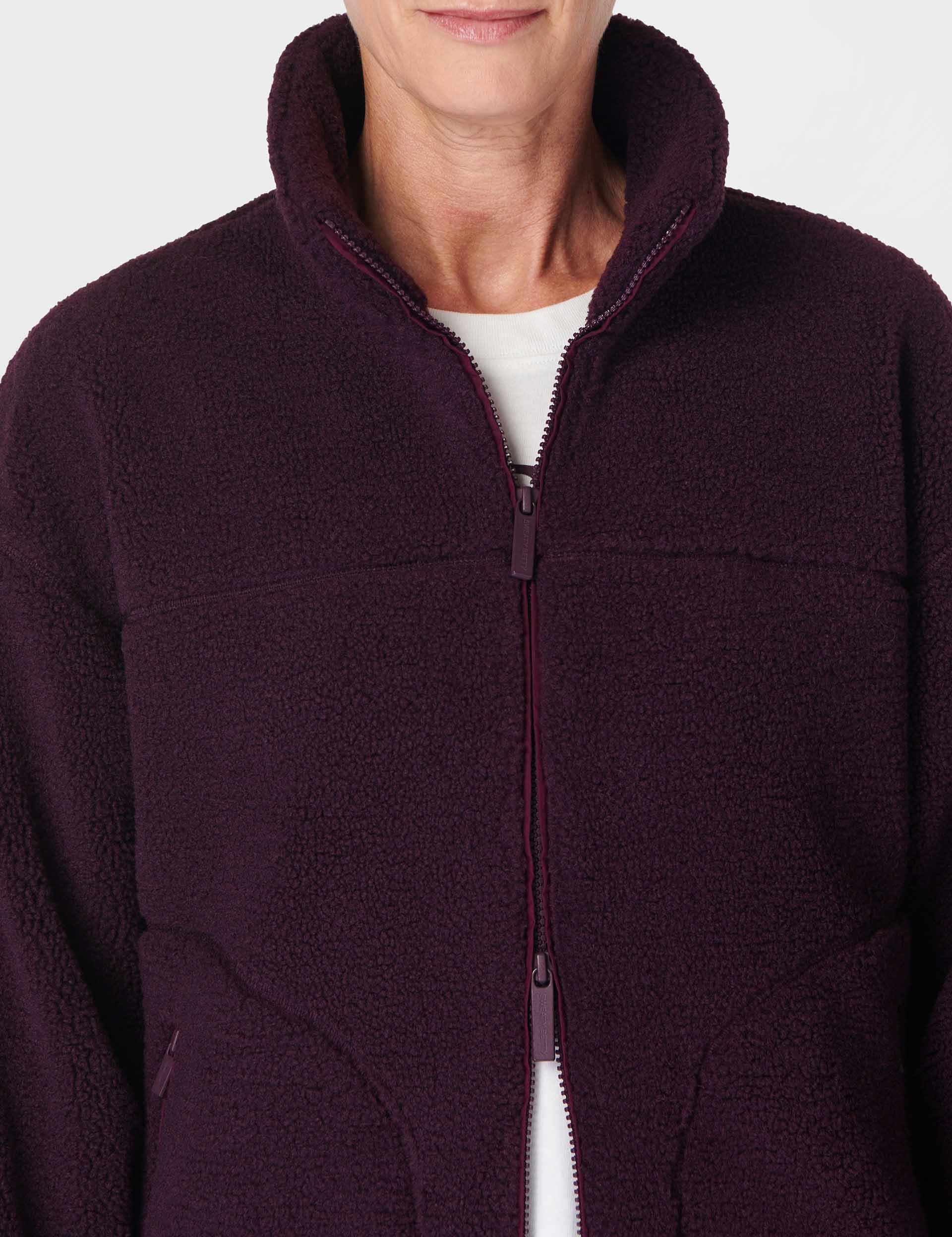 Plush Textured Zip Up - Midnight Cherry Purple