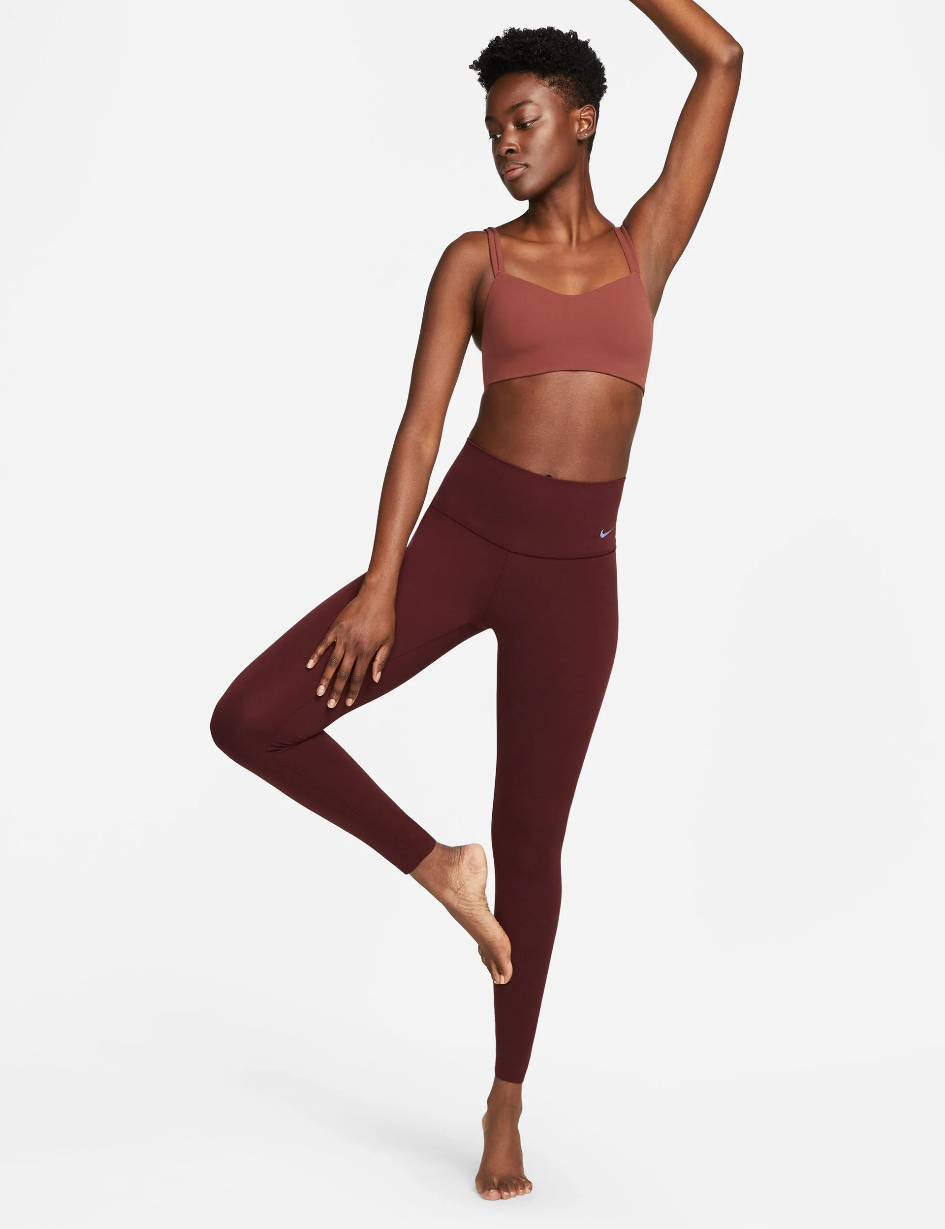 Zenvy High Waisted Leggings - Burgundy Crush/Black