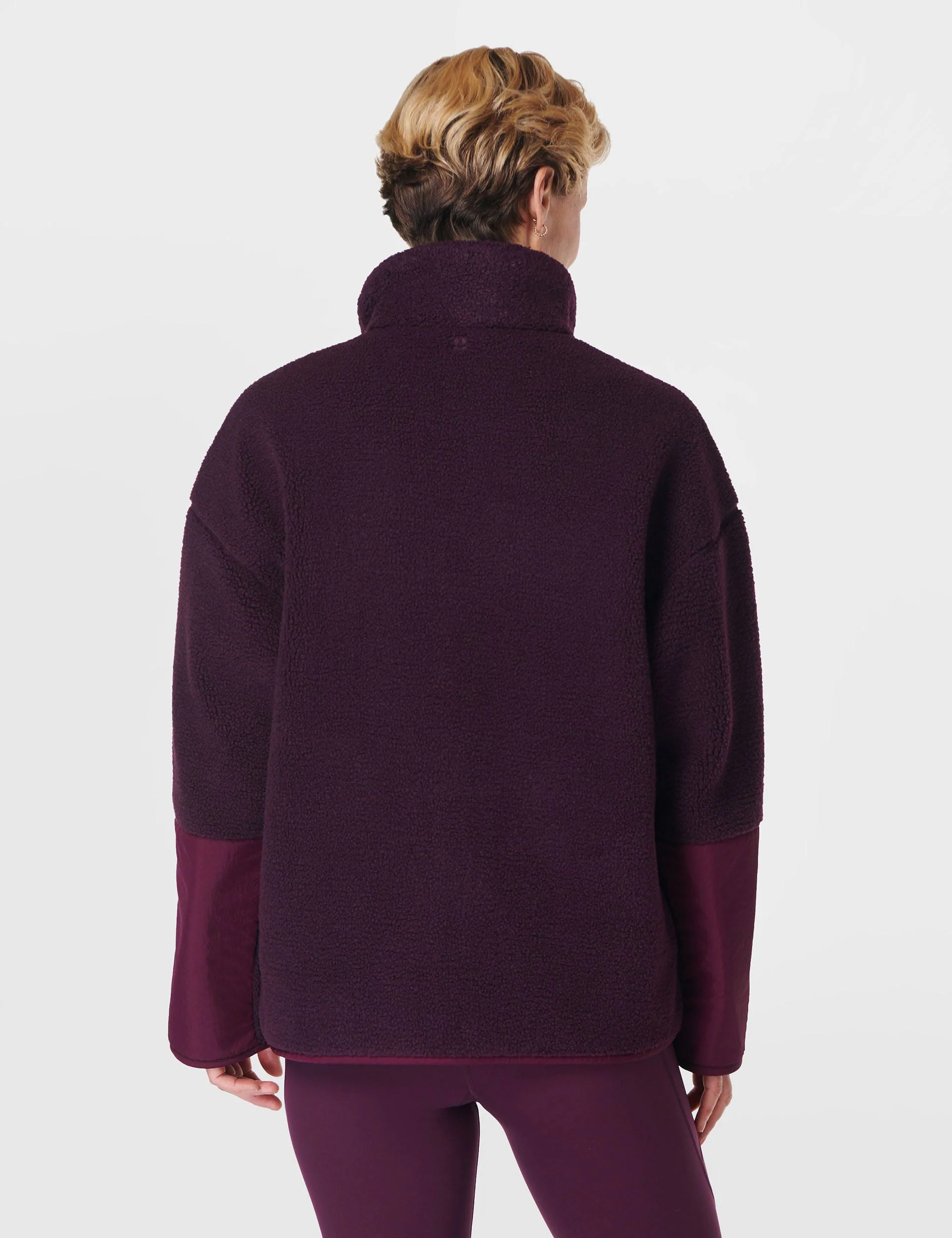 Plush Textured Zip Up - Midnight Cherry Purple