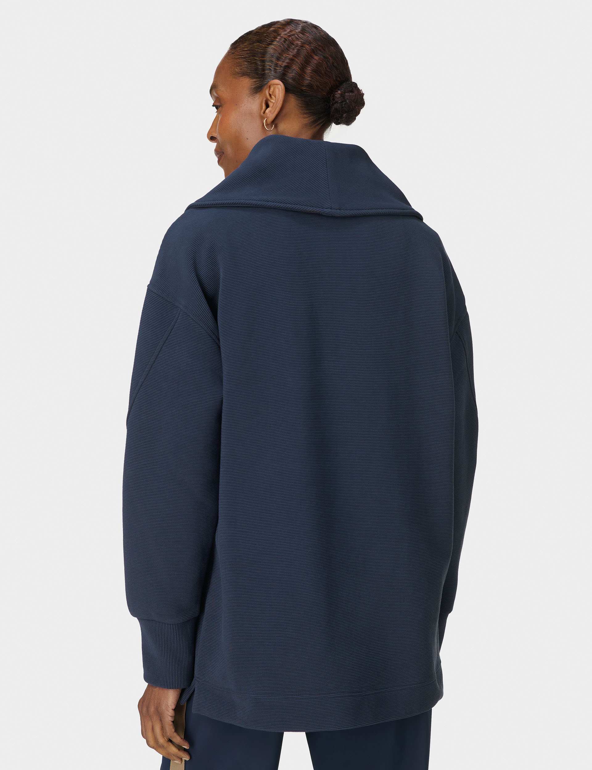 Peaceful Rib Half Zip Sweatshirt - Navy Blue