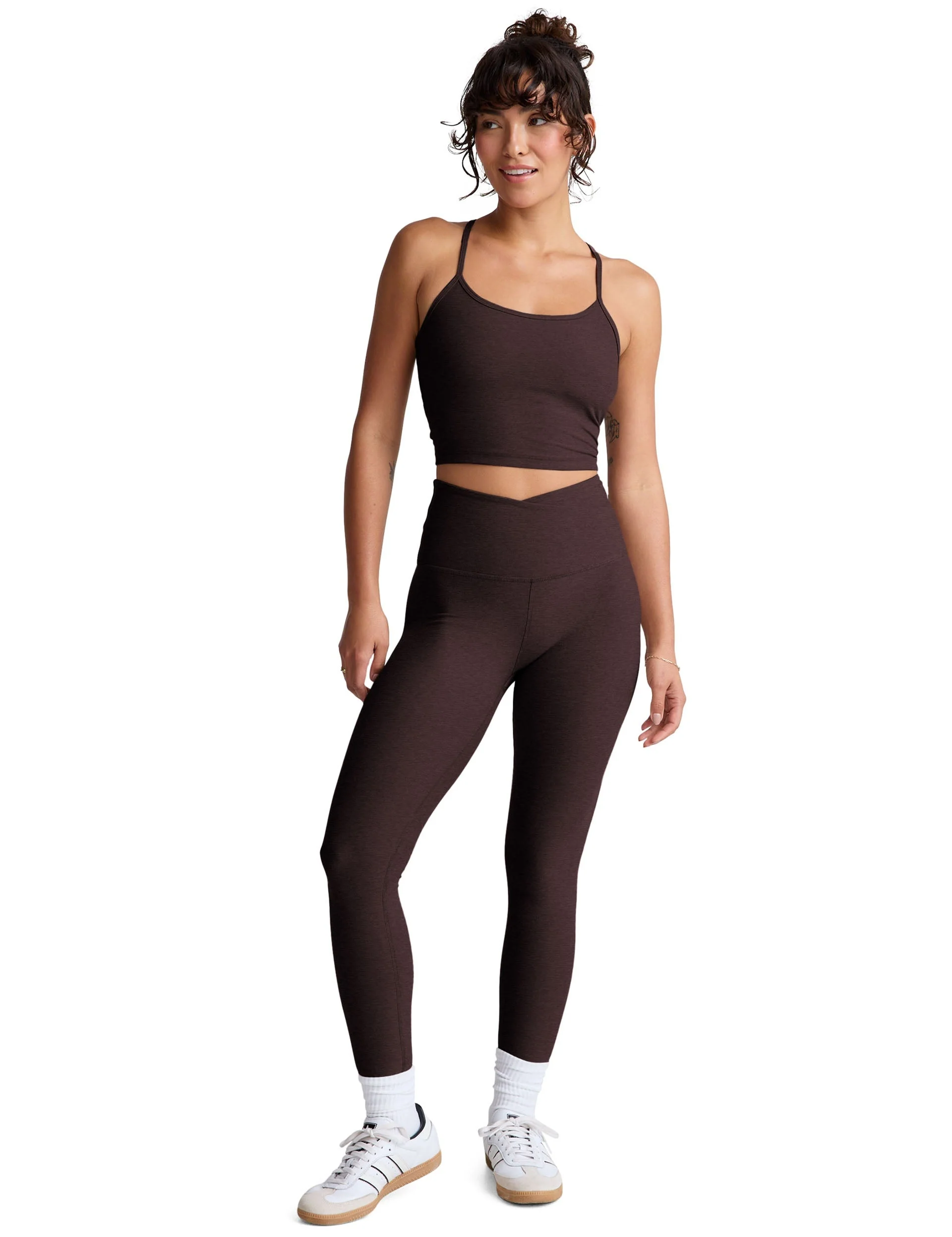 Spacedye At Your Leisure High Waisted Midi Legging - Dark Chocolate Heather