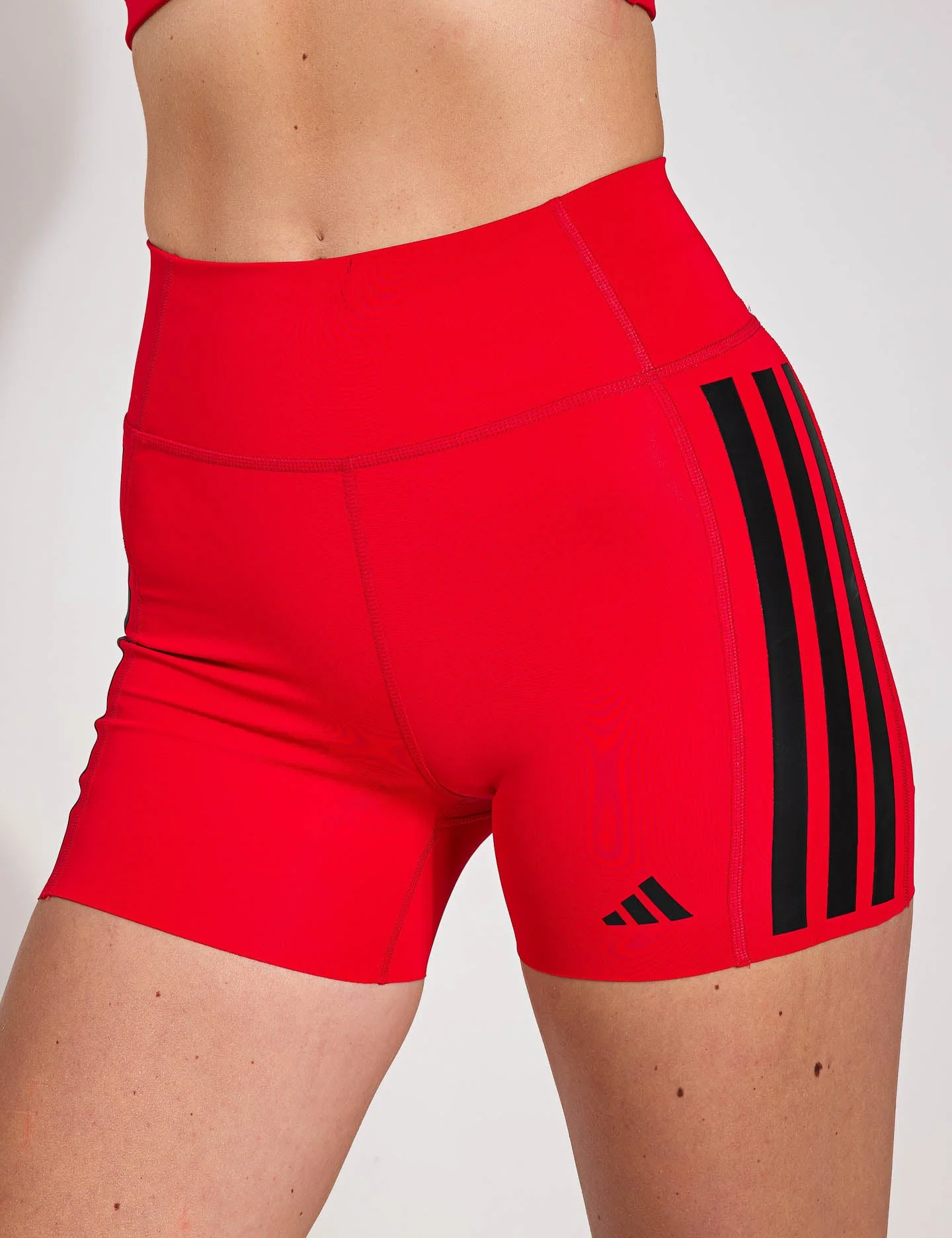 Optime 3-Stripes 1/4 Short Leggings - Pure Ruby