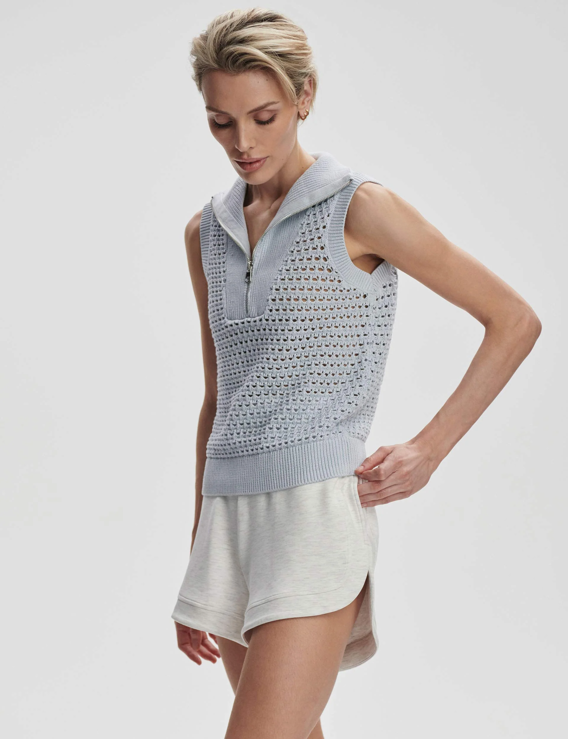 Bains Half Zip Tank - Plein Blue