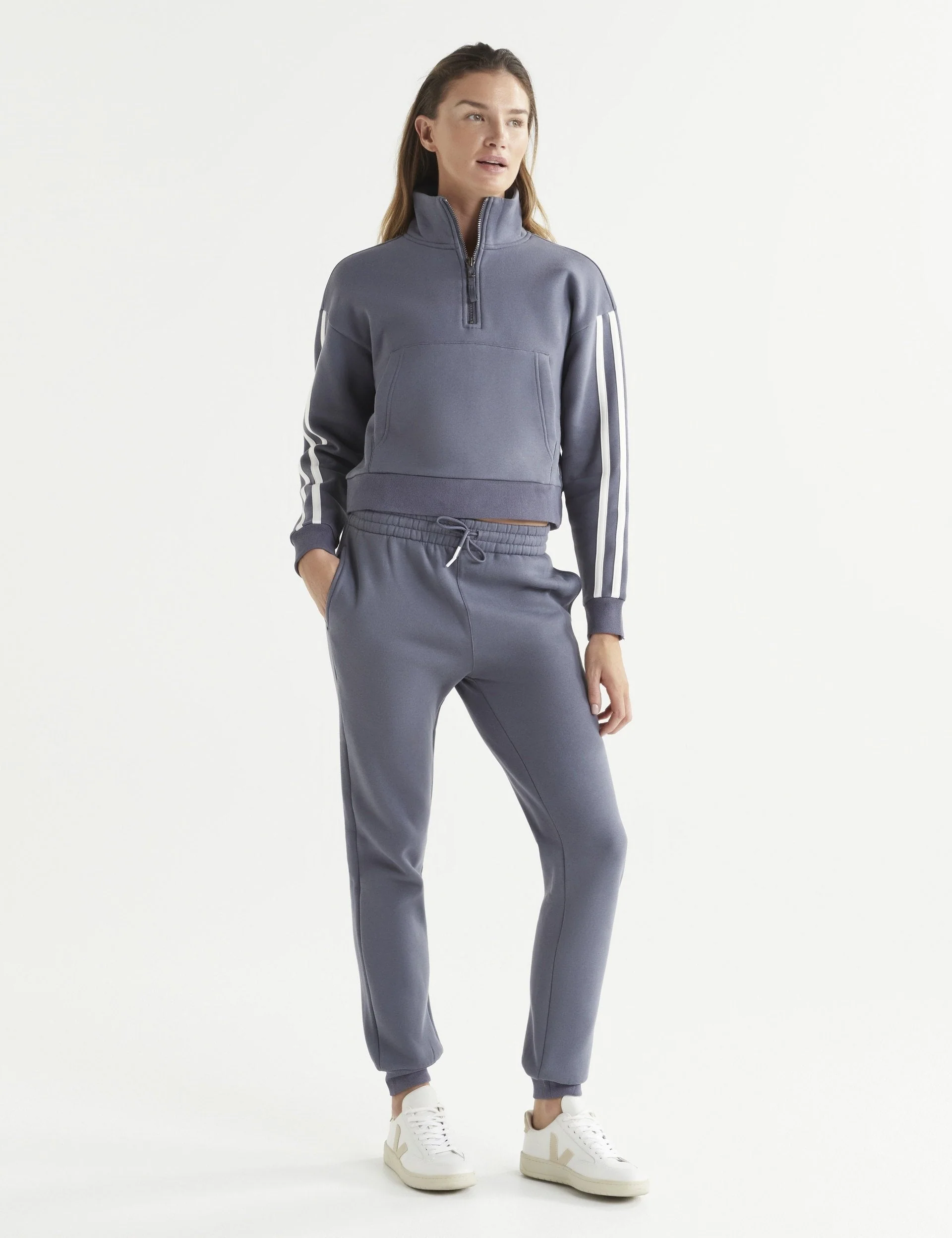 Millie Slim Fleece Track Pant - Charcoal
