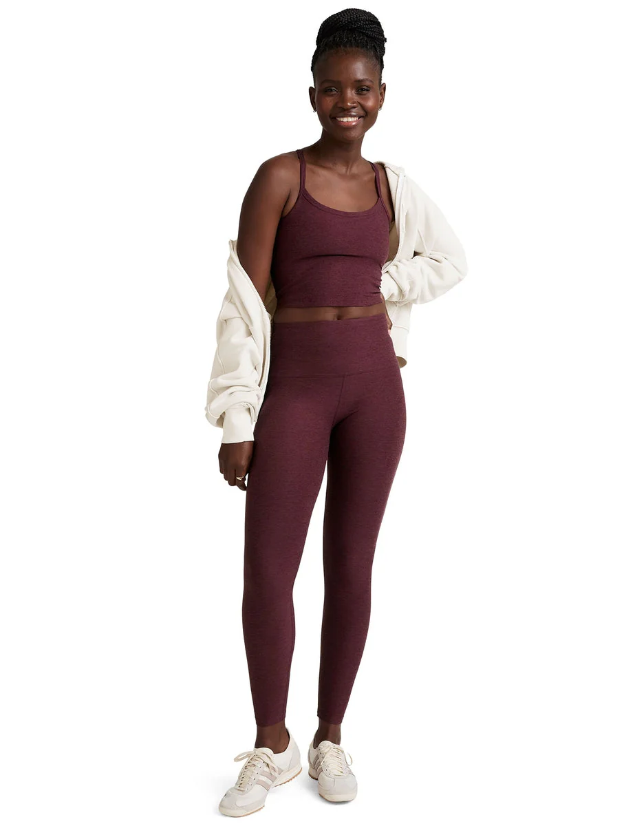 Spacedye Slim Racerback Cropped Tank - Midnight Burgundy Heather