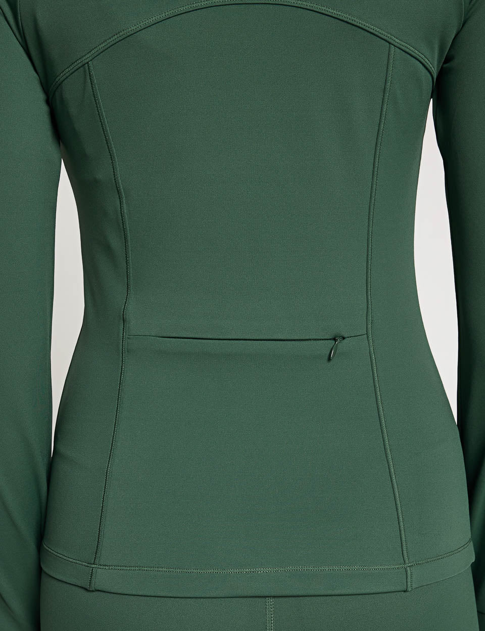 Zuri Contoured Zip Thru Top - Deep Green