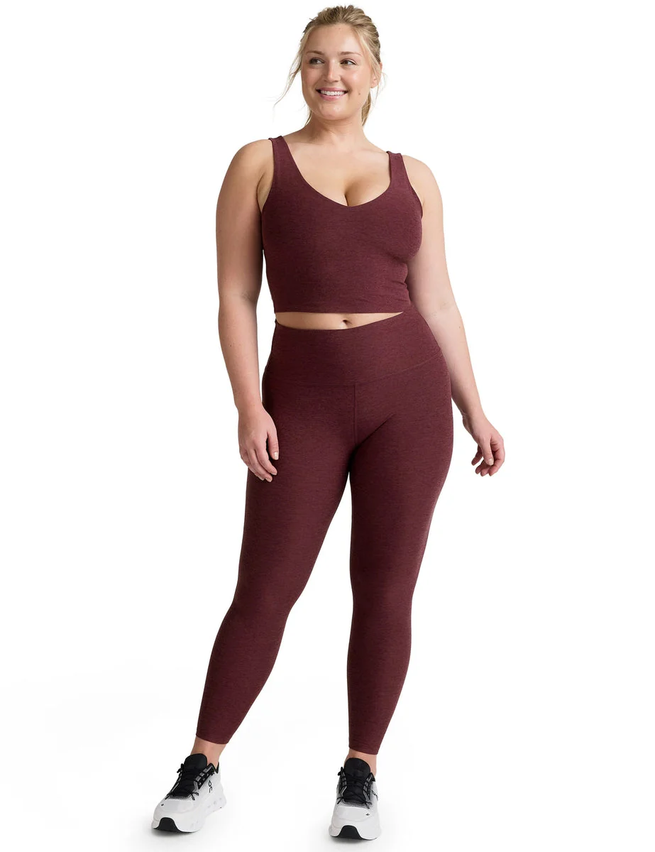 Spacedye Caught In The Midi High Waisted Legging - Midnight Burgundy Heather