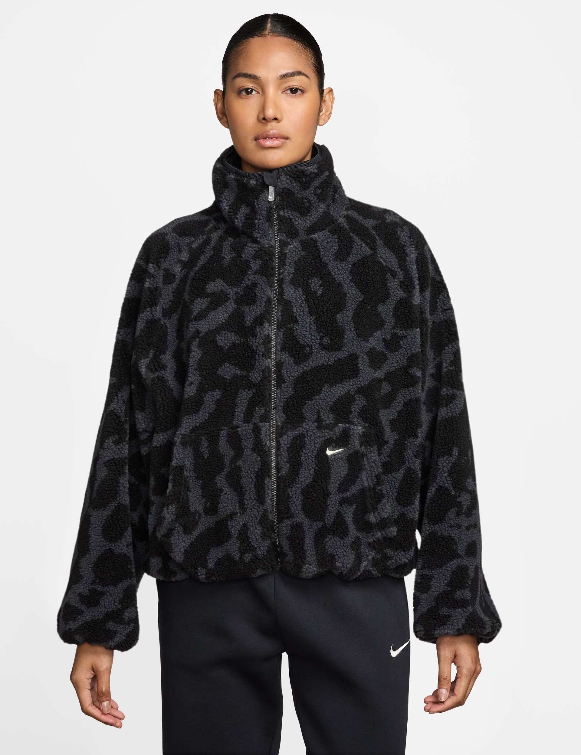 Sportswear High-Pile Fleece Jacket - Black/Black/Sail