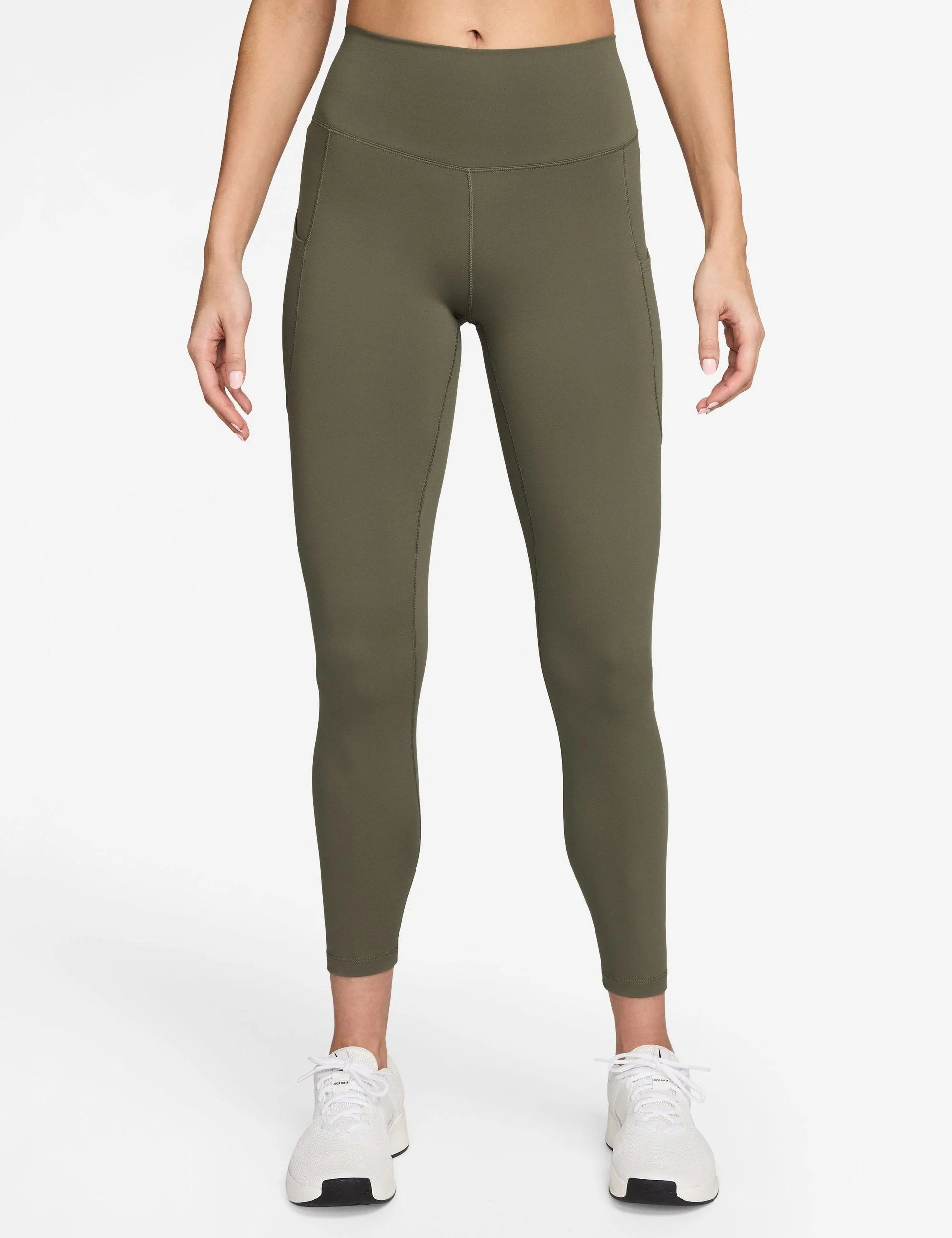 One High Waisted 7/8 Pocket Leggings - Medium Olive