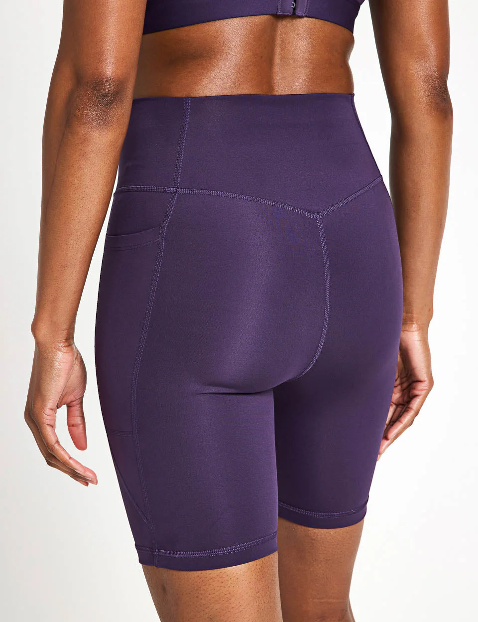 Optime Essentials Stash Pocket 7-Inch Short Leggings - Aurora Plum