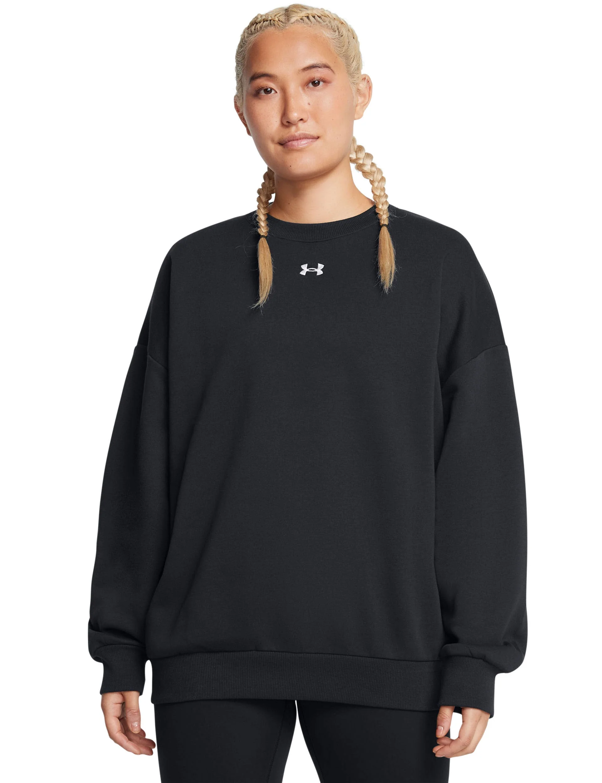 Rival Fleece Oversized Crew - Black/White