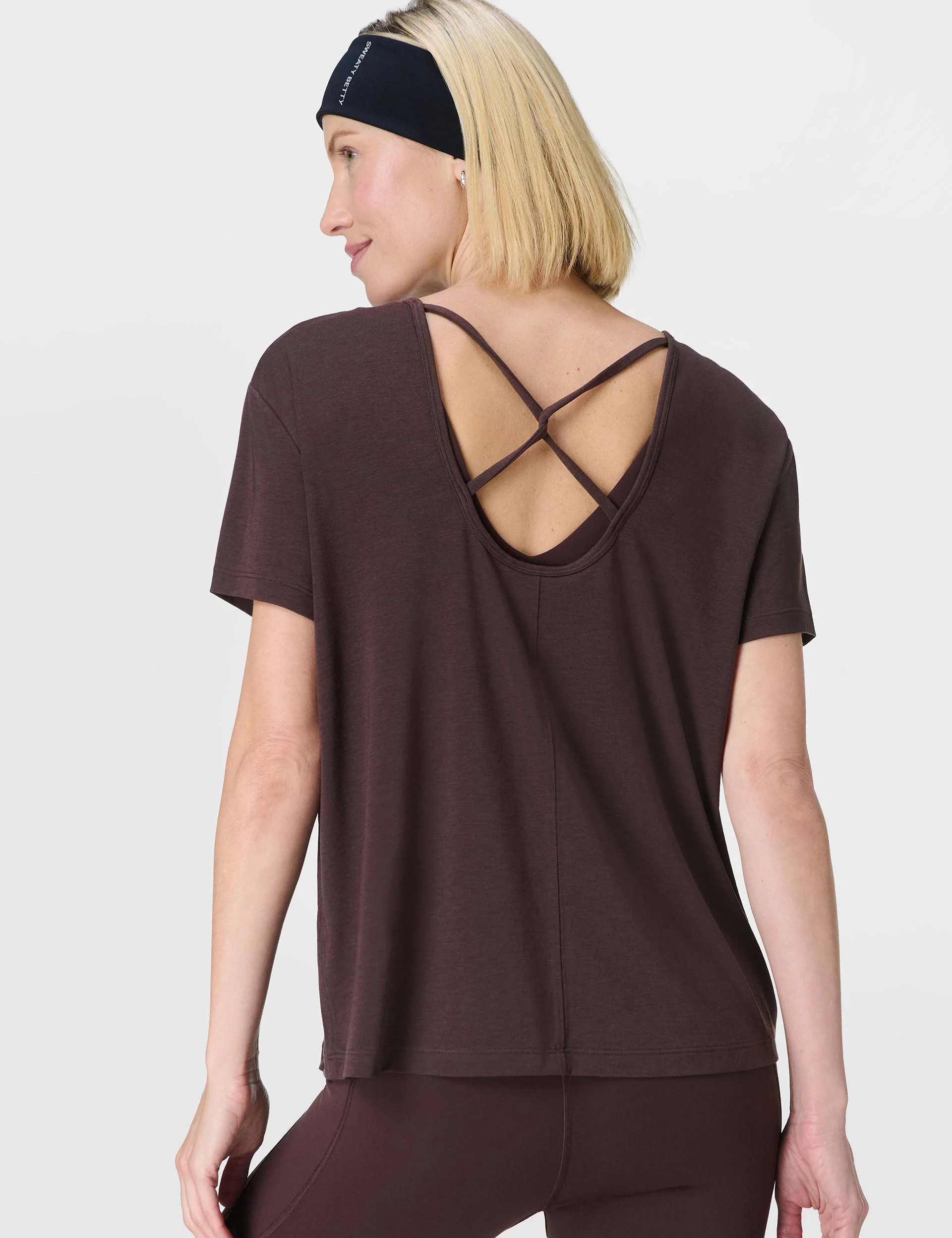 Soft Flow Strappy Back Boxy Tee - Sable Brown