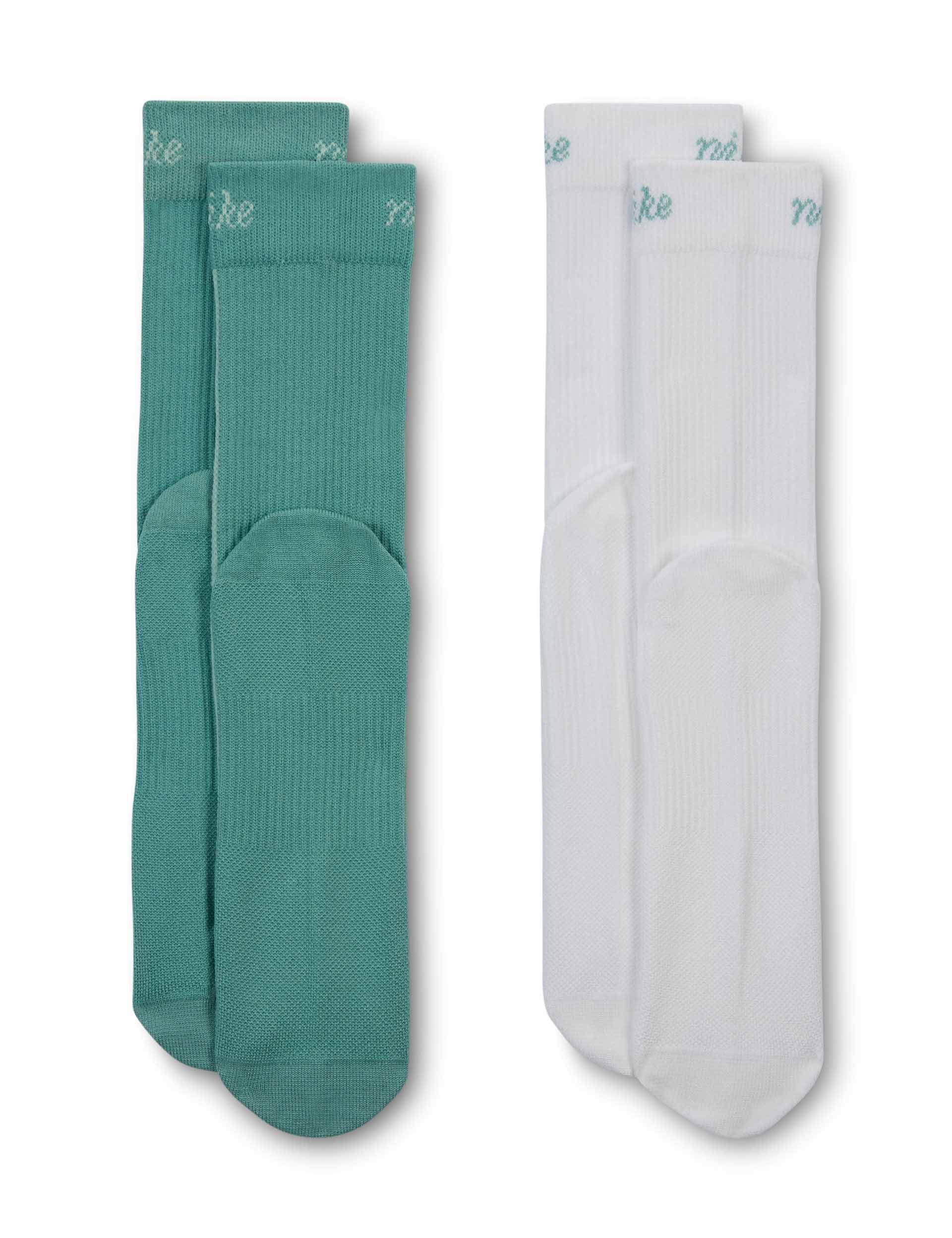 Everyday Plus Lightweight Crew Socks (2-Pair) - White/Green