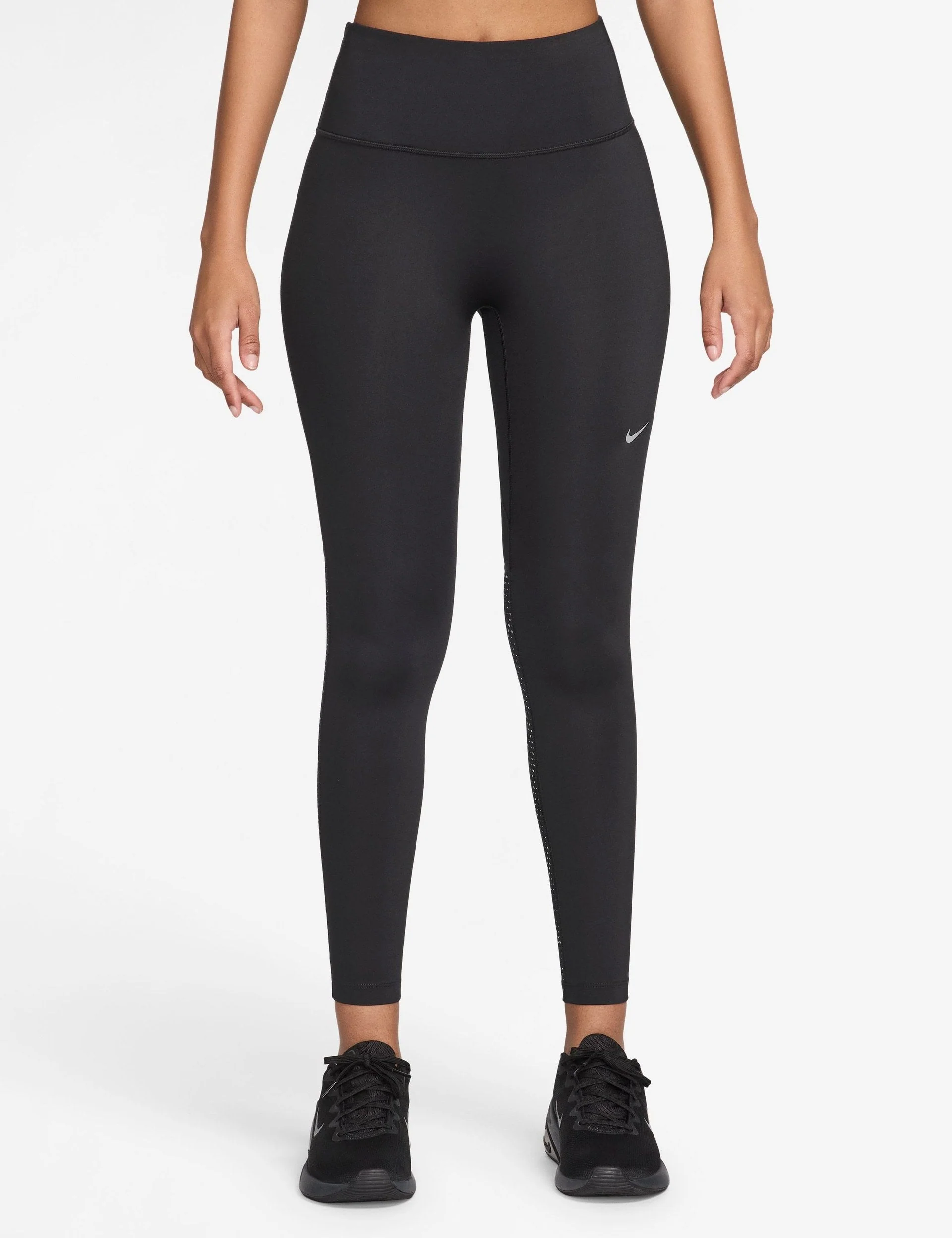 Tempo Flash High Waisted 7/8 Running Leggings - Black/Reflective Silver