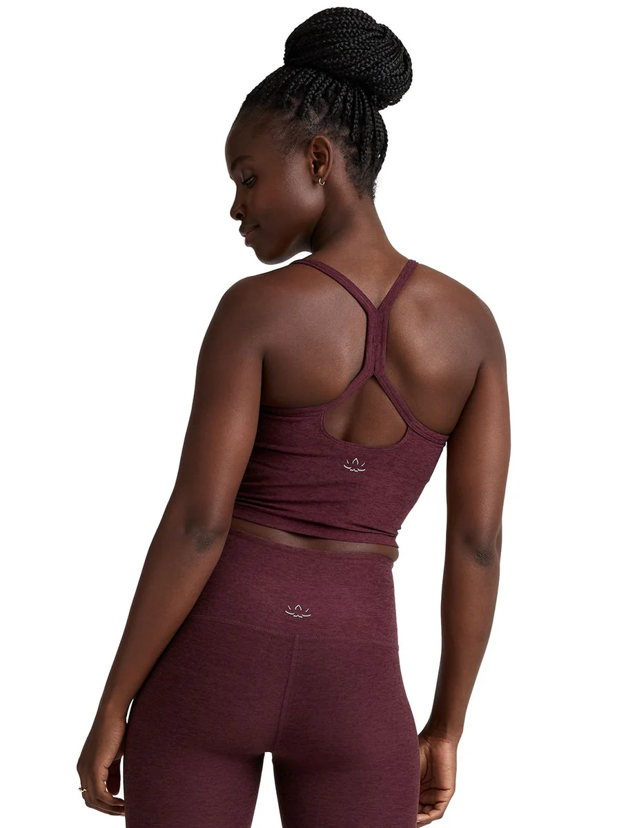 Spacedye Slim Racerback Cropped Tank - Midnight Burgundy Heather