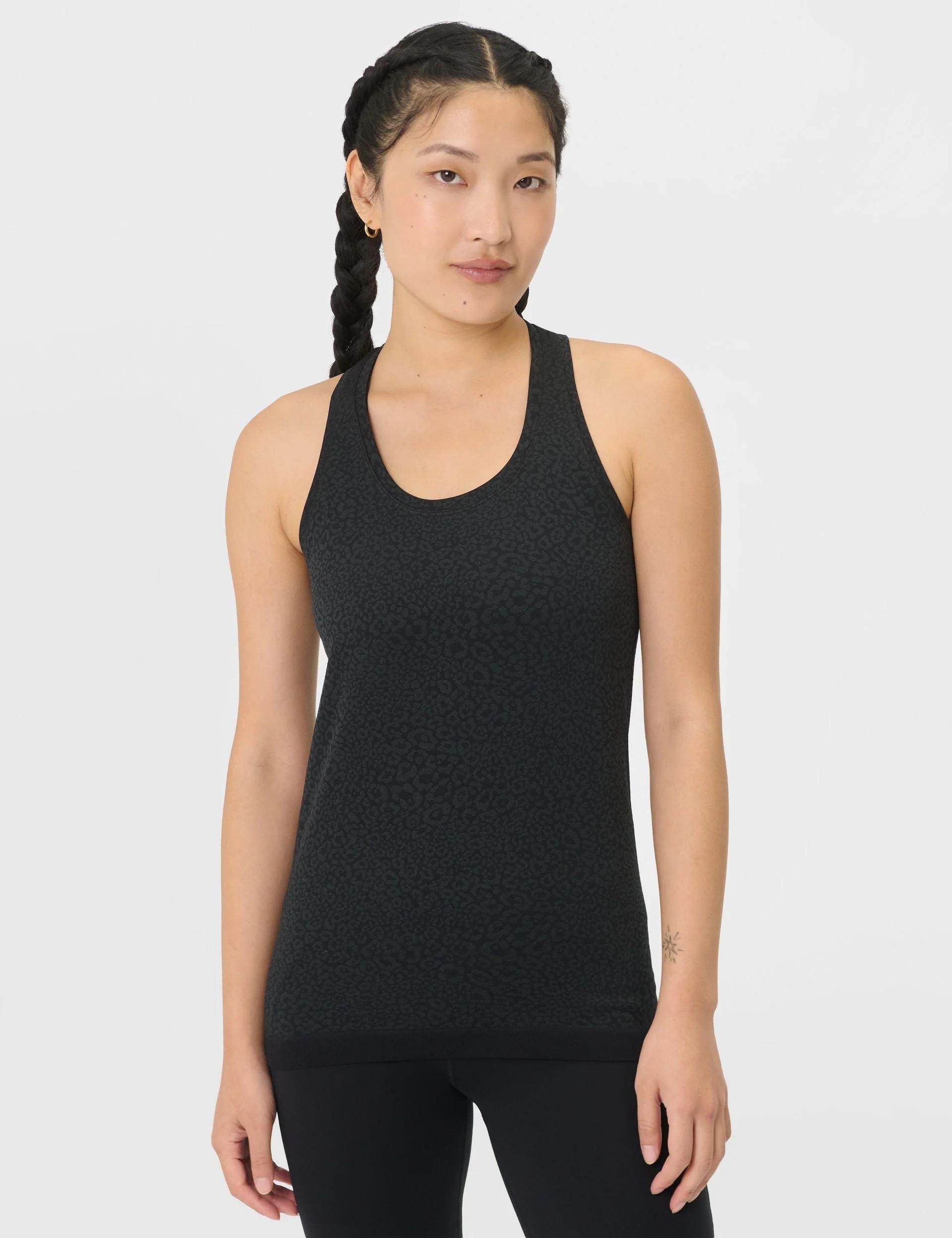 Athlete Seamless Workout Vest - Black Leo Spots Jacquard
