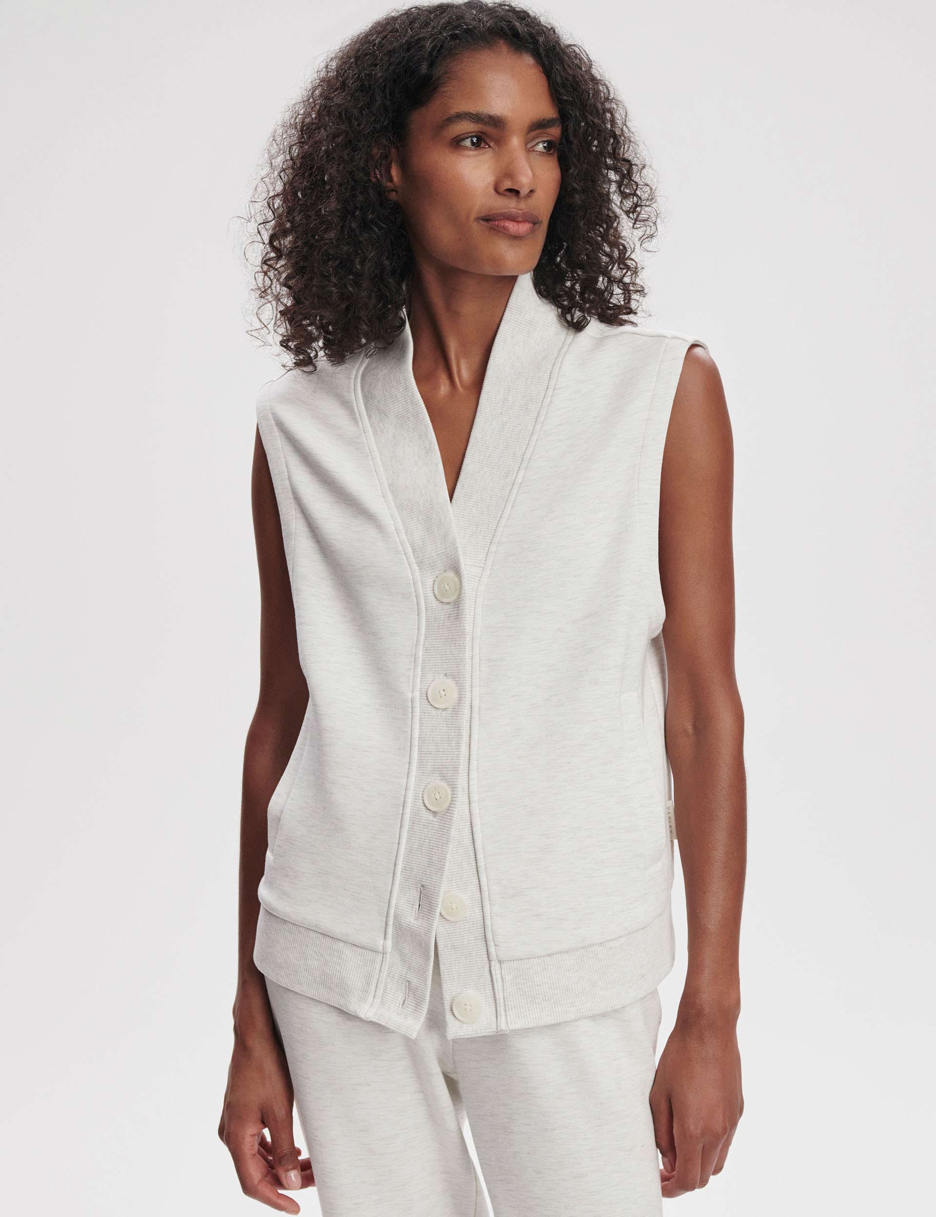 Vicky Button Gilet - Ivory Marl