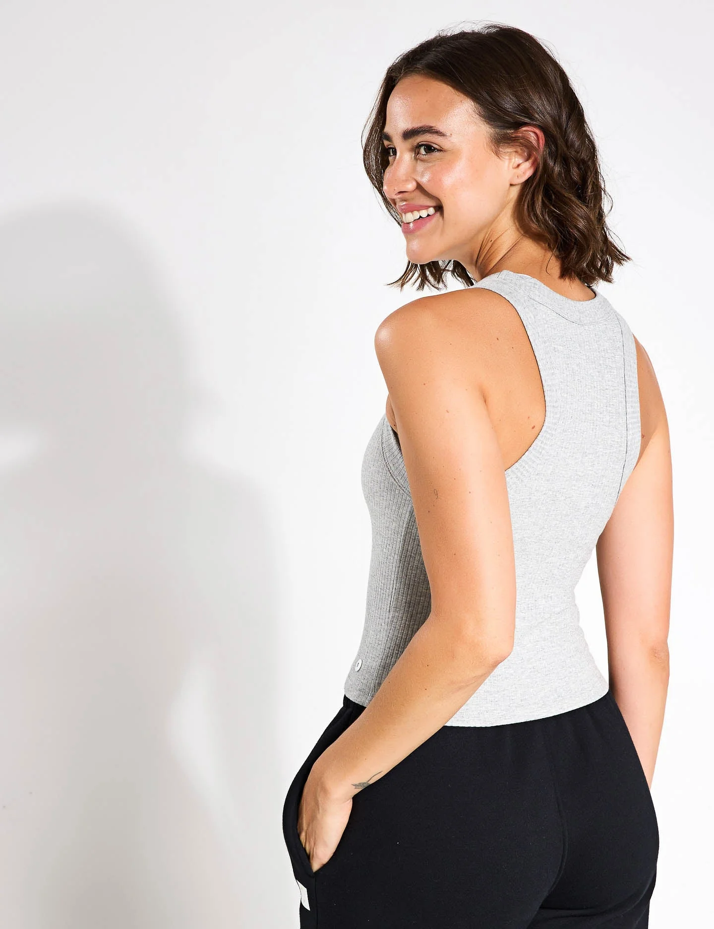 Harmony Ribbed Tank - Grey Marl