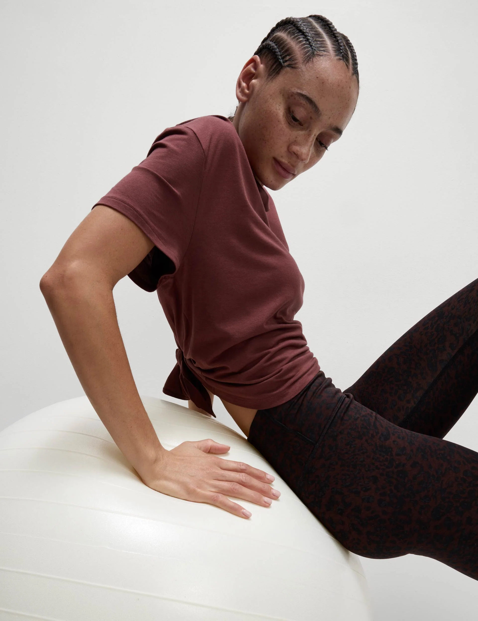 Modal Blend Lightweight Tie Back T-Shirt - Dark Taupe