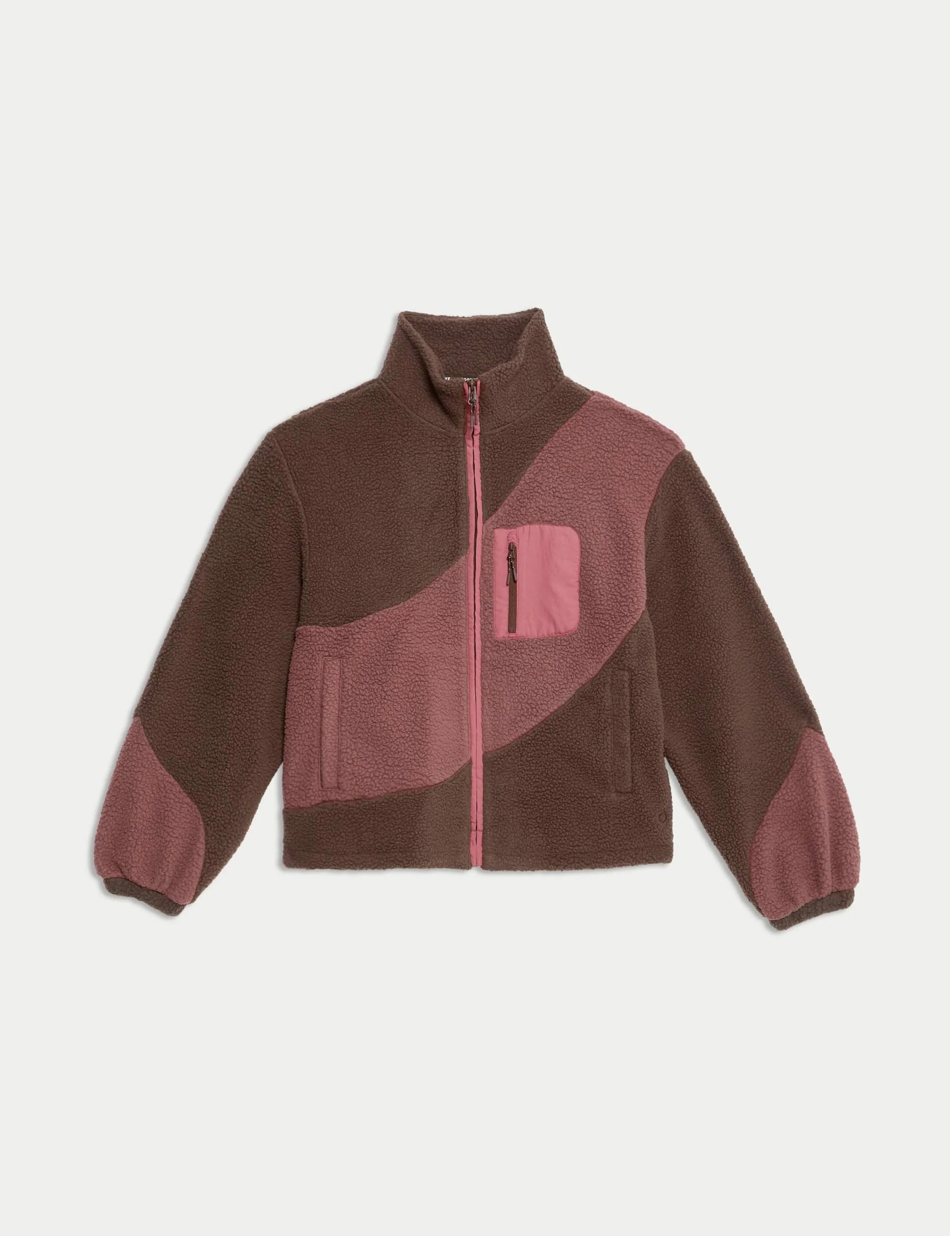 Borg Zip Up Funnel Neck Fleece - Dark Chocolate