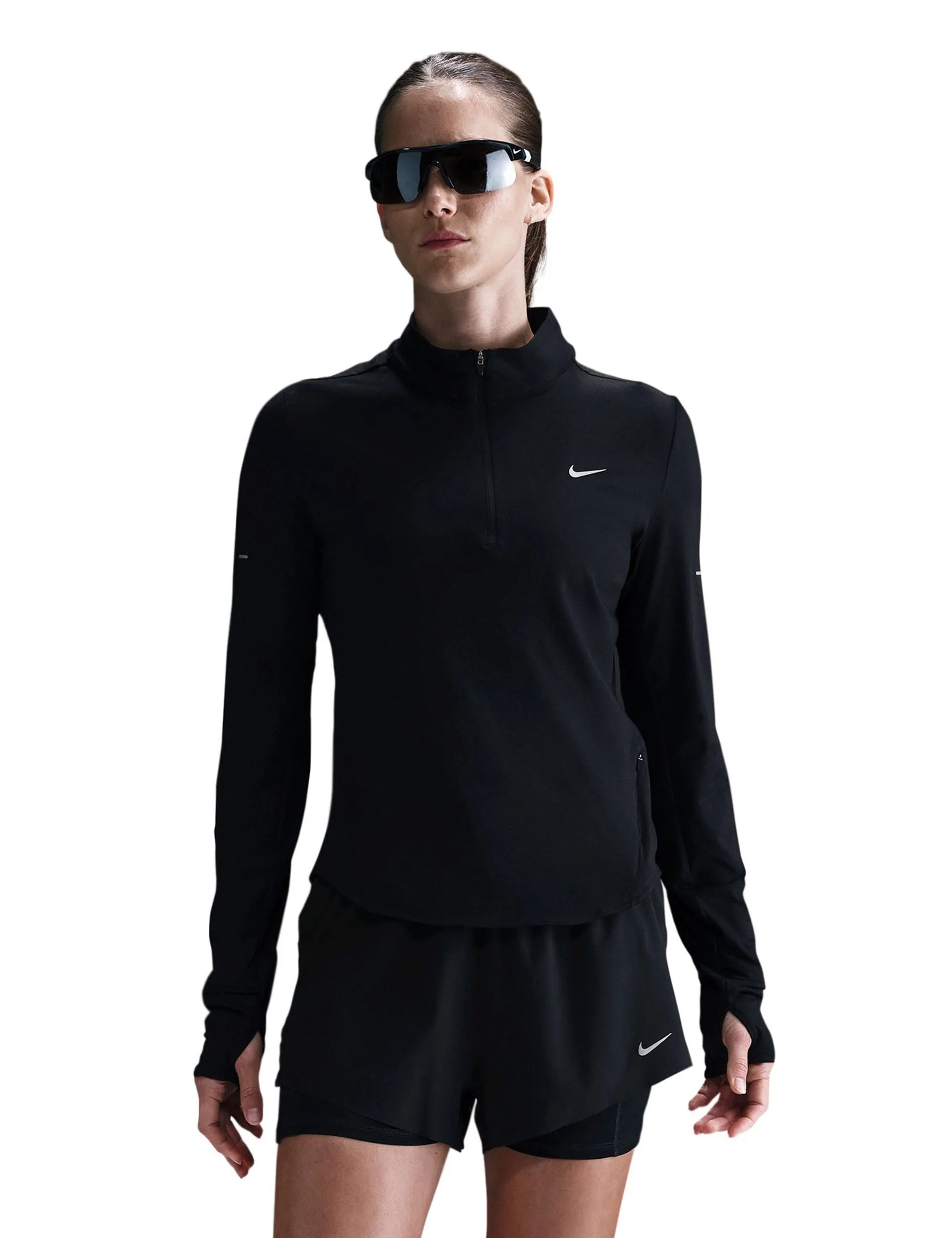 Swift Dri-FIT UV 1/4-Zip Running Top - Black/Reflective Silver