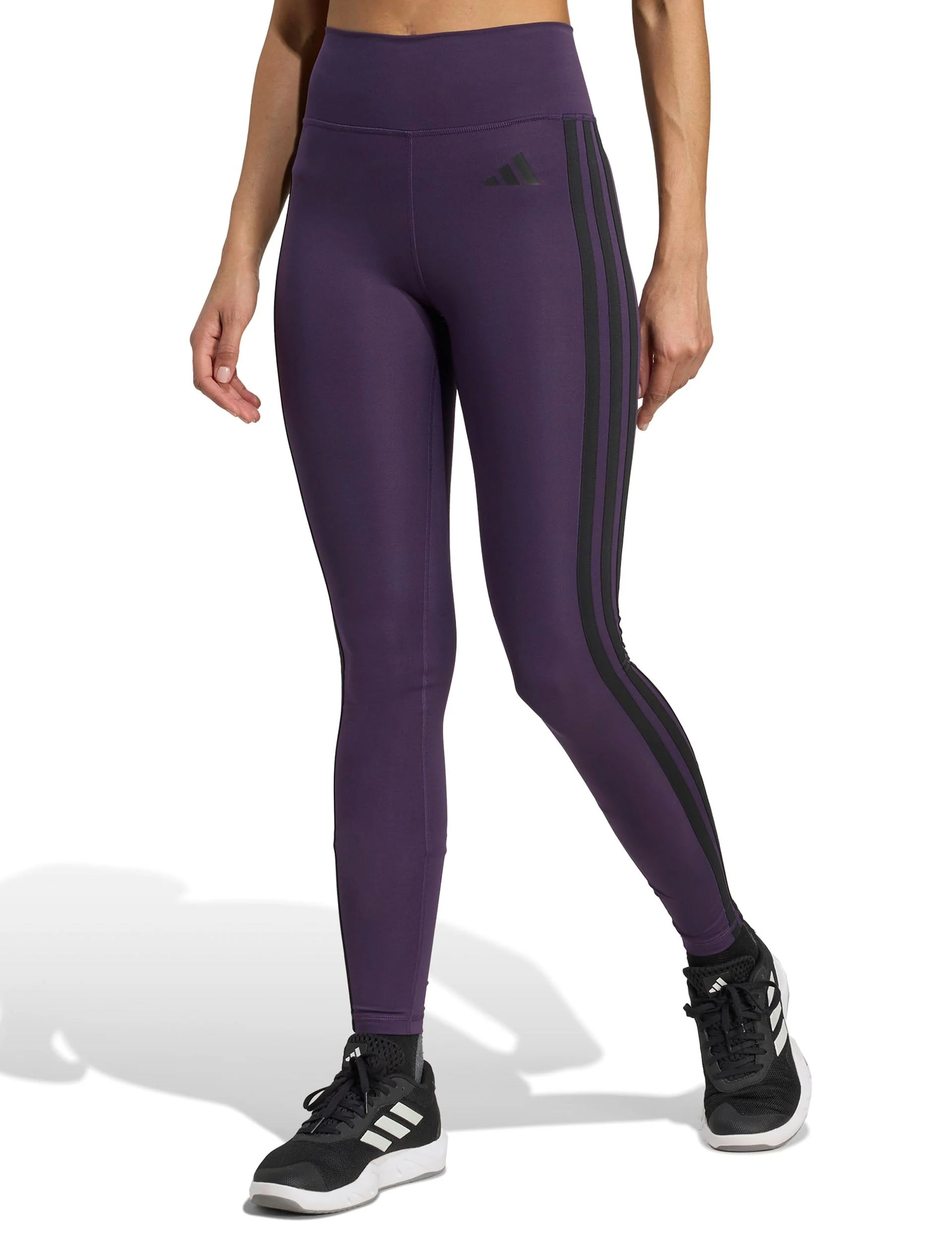 Optime Essentials 3-Stripes 7/8 Leggings - Aurora Plum/Black