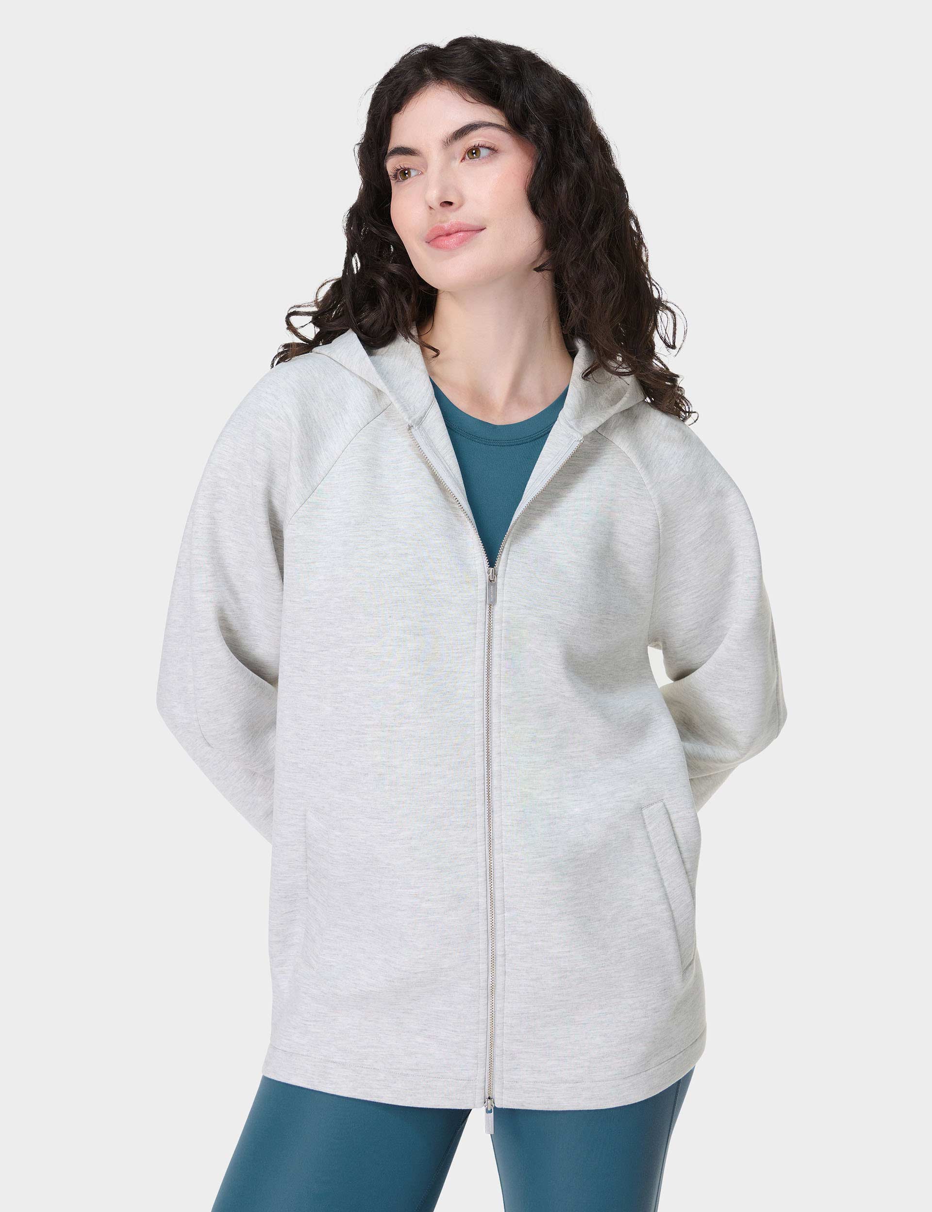 Wind Down Zip Up Hoody - Ice Grey Marl