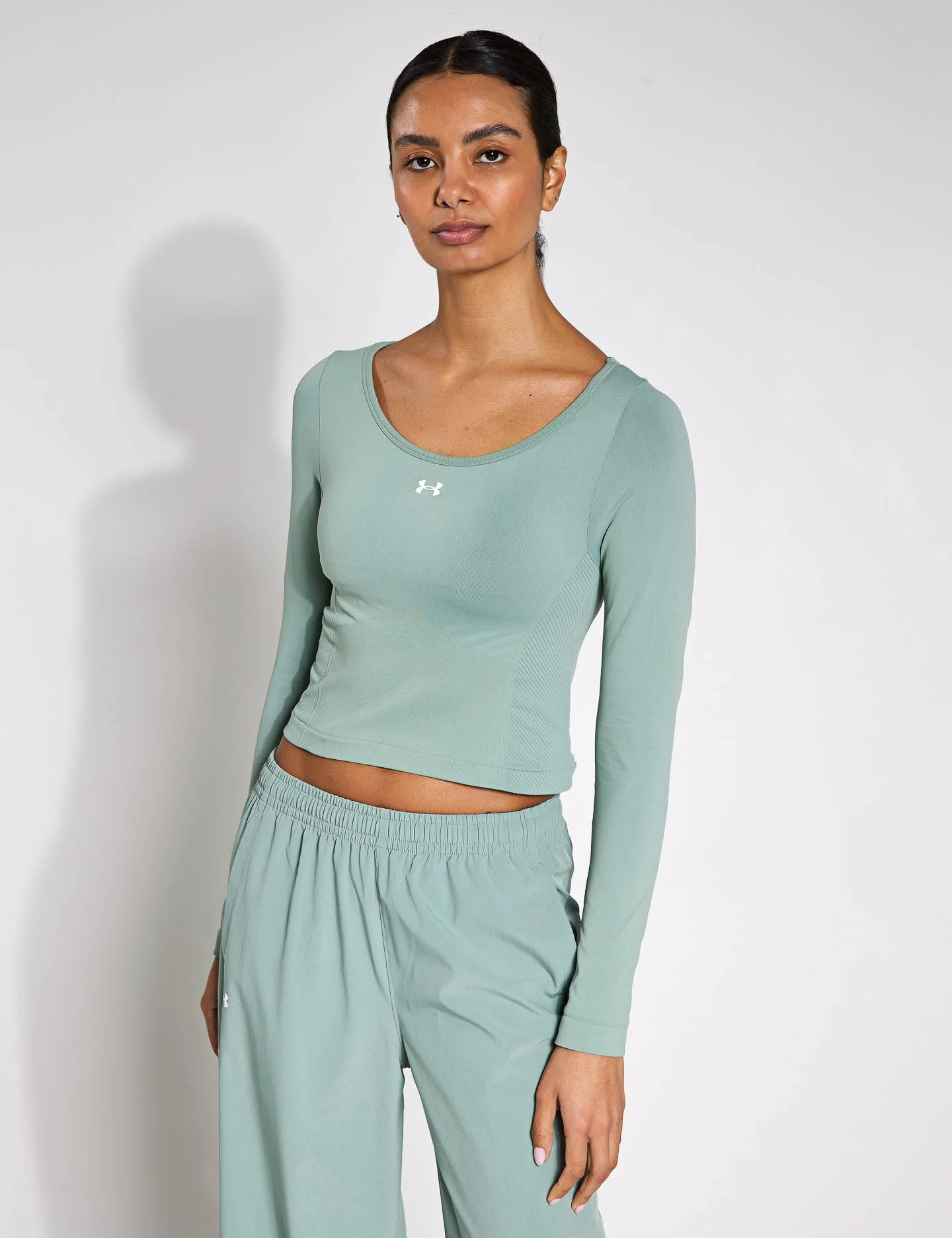 Train Seamless Long Sleeve - Silica Green/White