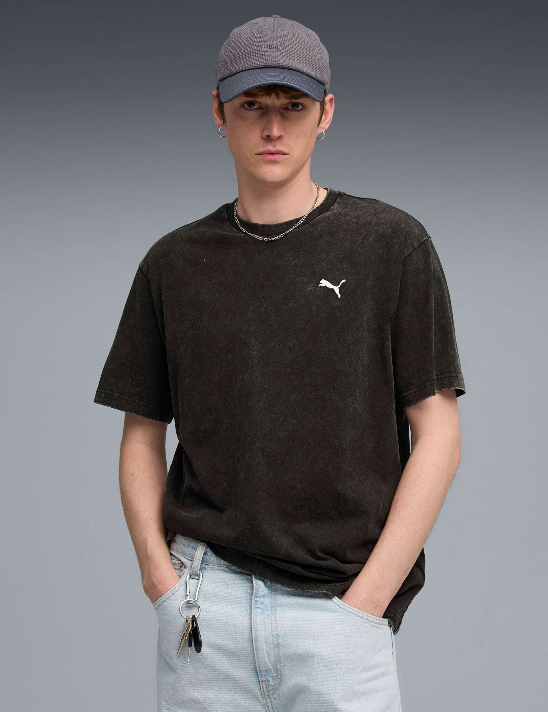 Essentials Elevated Relaxed Wash Tee - Puma Black