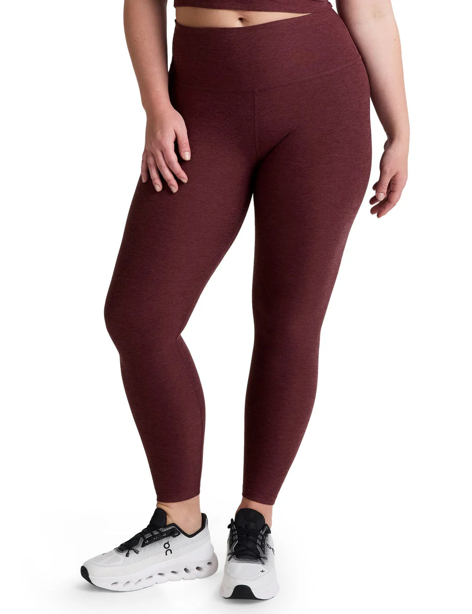 Spacedye Caught In The Midi High Waisted Legging - Midnight Burgundy Heather