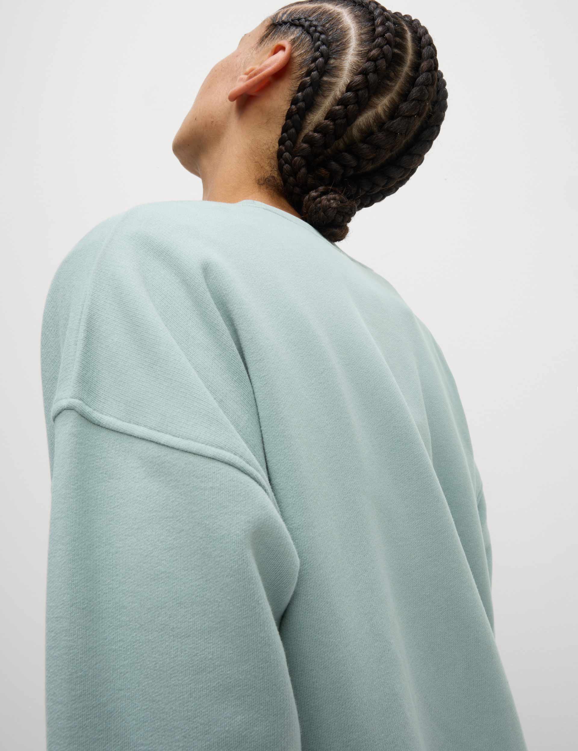 Cotton Rich Mesh Panel Relaxed Sweatshirt - Light Mint