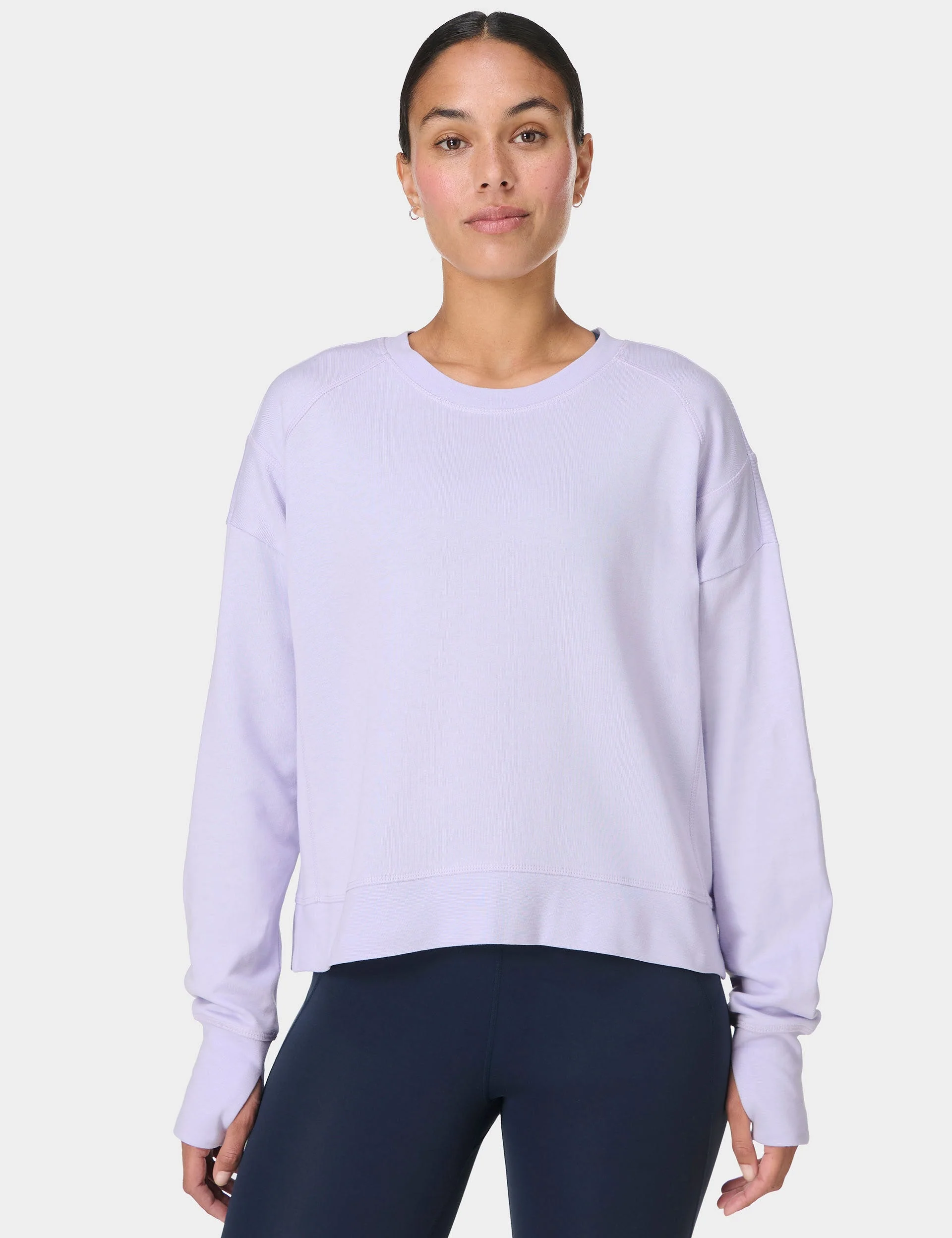 After Class Crop Sweatshirt - Heather Purple