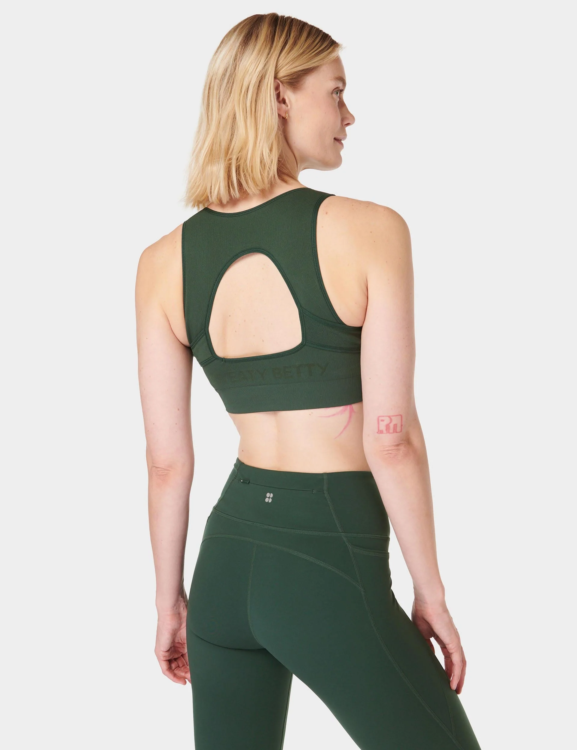 Seamless Plunge Sports Bra - Trek Green