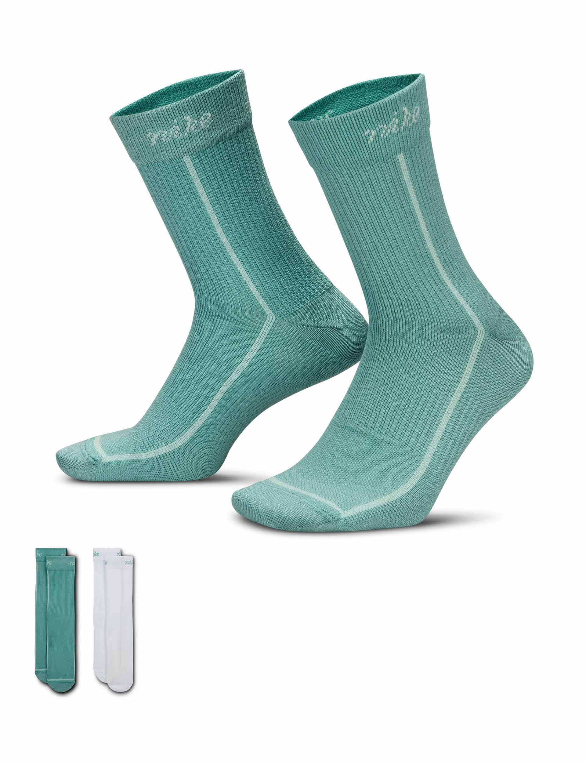 Everyday Plus Lightweight Crew Socks (2-Pair) - White/Green