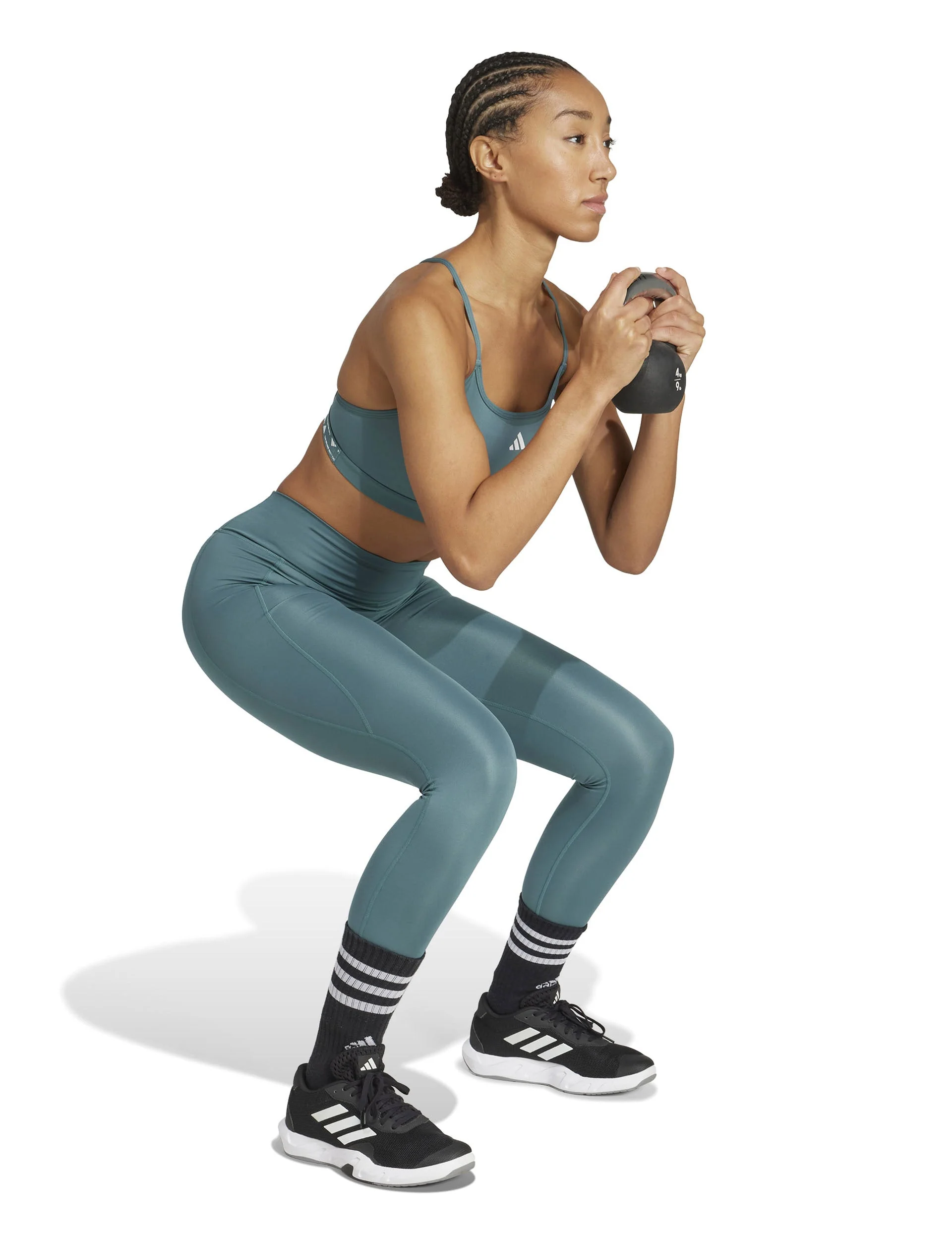 Aeroreact Training 3-Stripes Bra - Preloved Teal