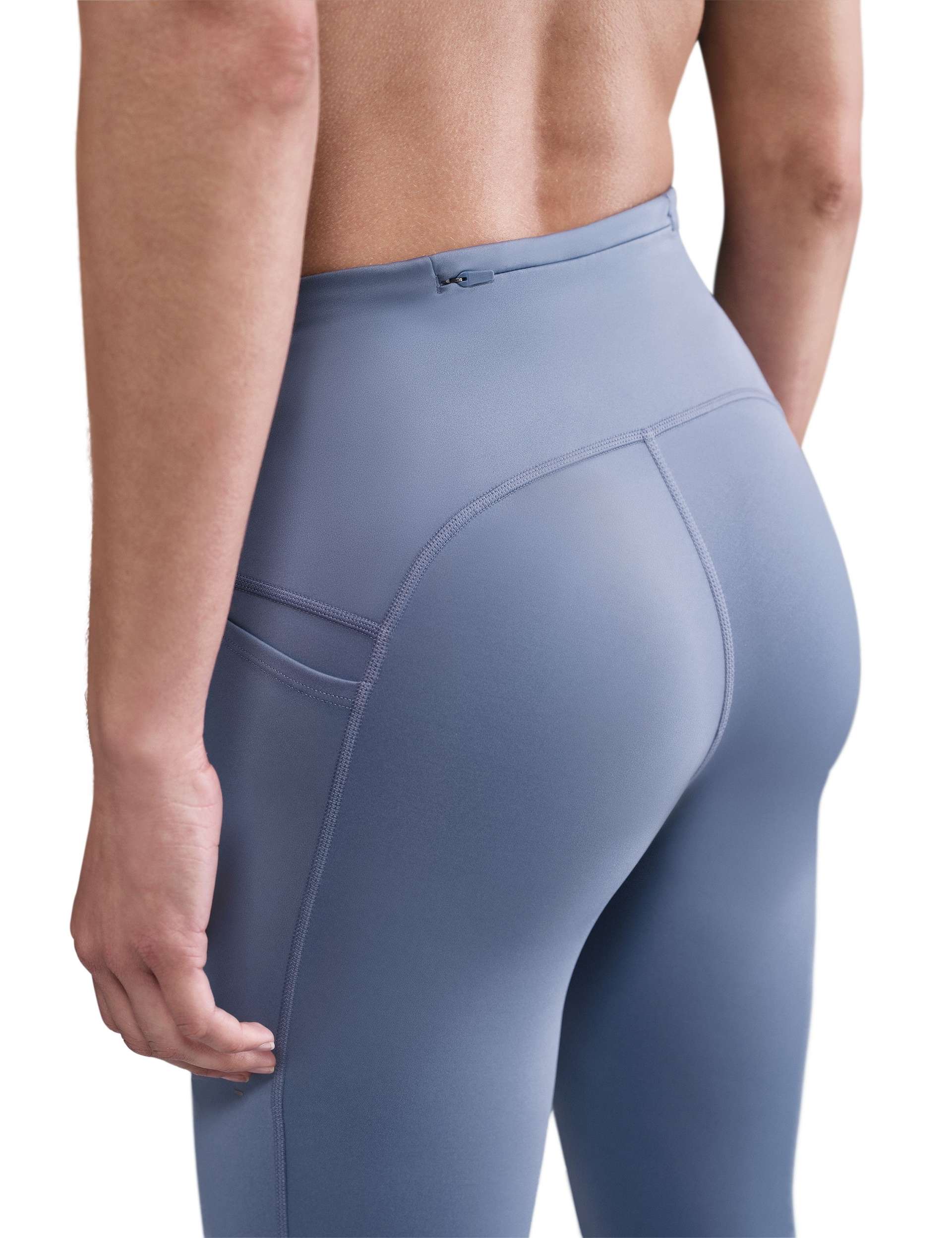 Swift High Waisted 7/8 Running Leggings with Pockets - World Indigo/Reflective Silver