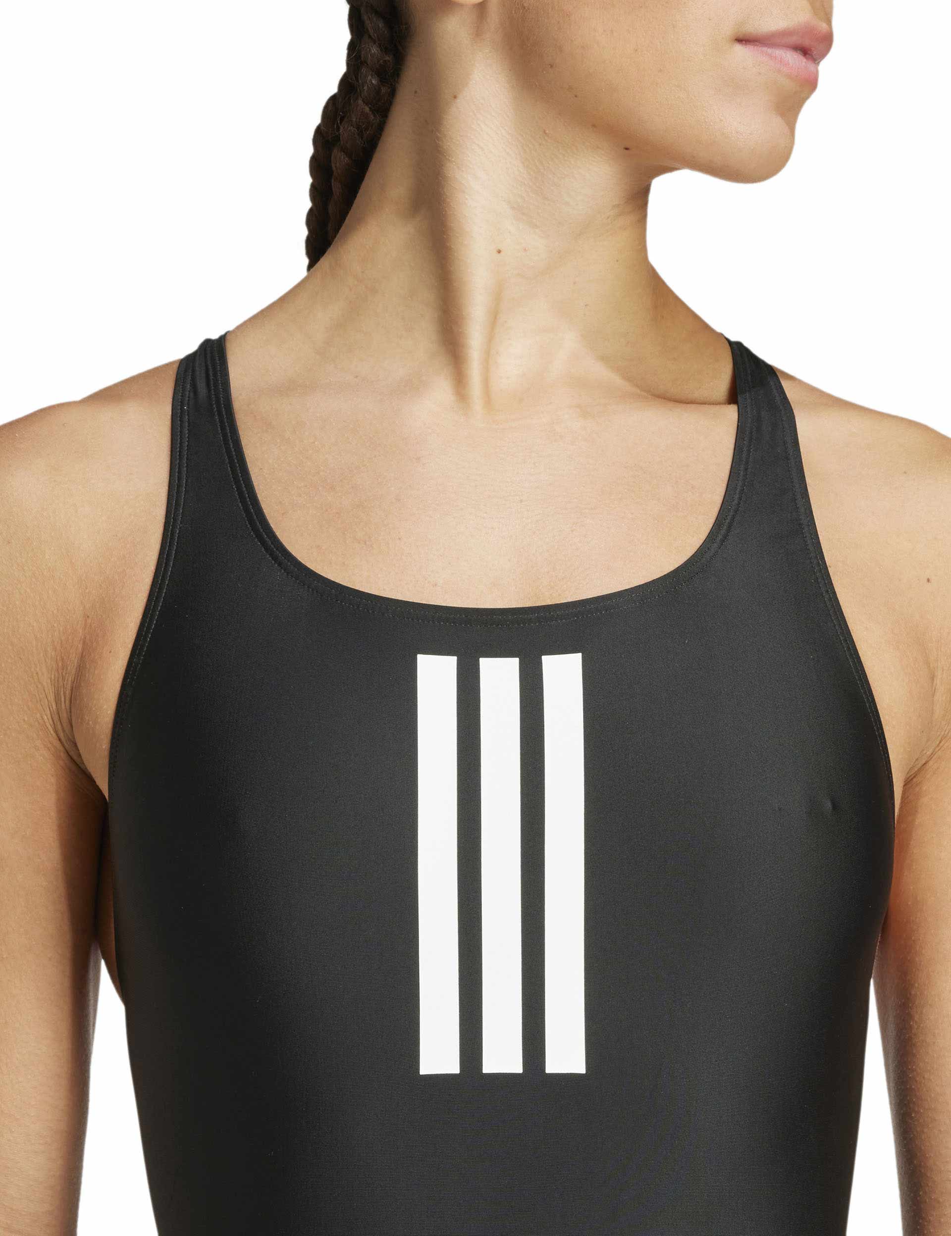 3-Stripes V-Back Swimsuit - Black/White