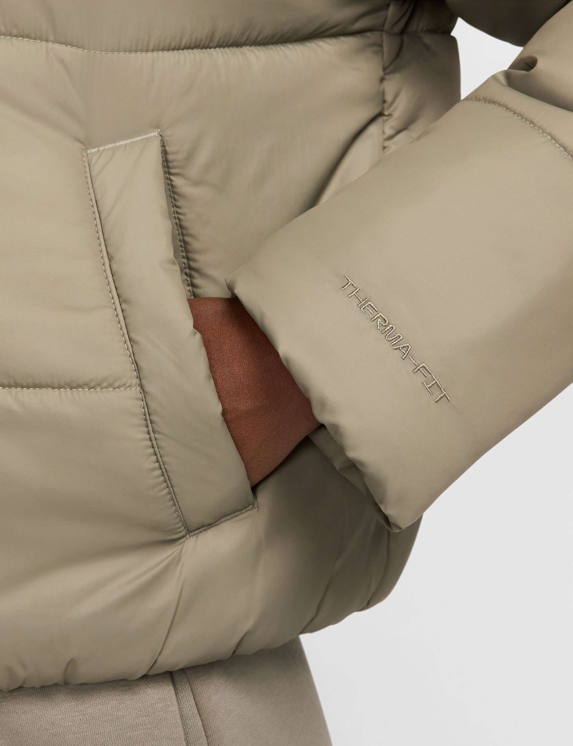 Sportswear Classic Puffer Therma-Fit Hooded Jacket - Light Army/White