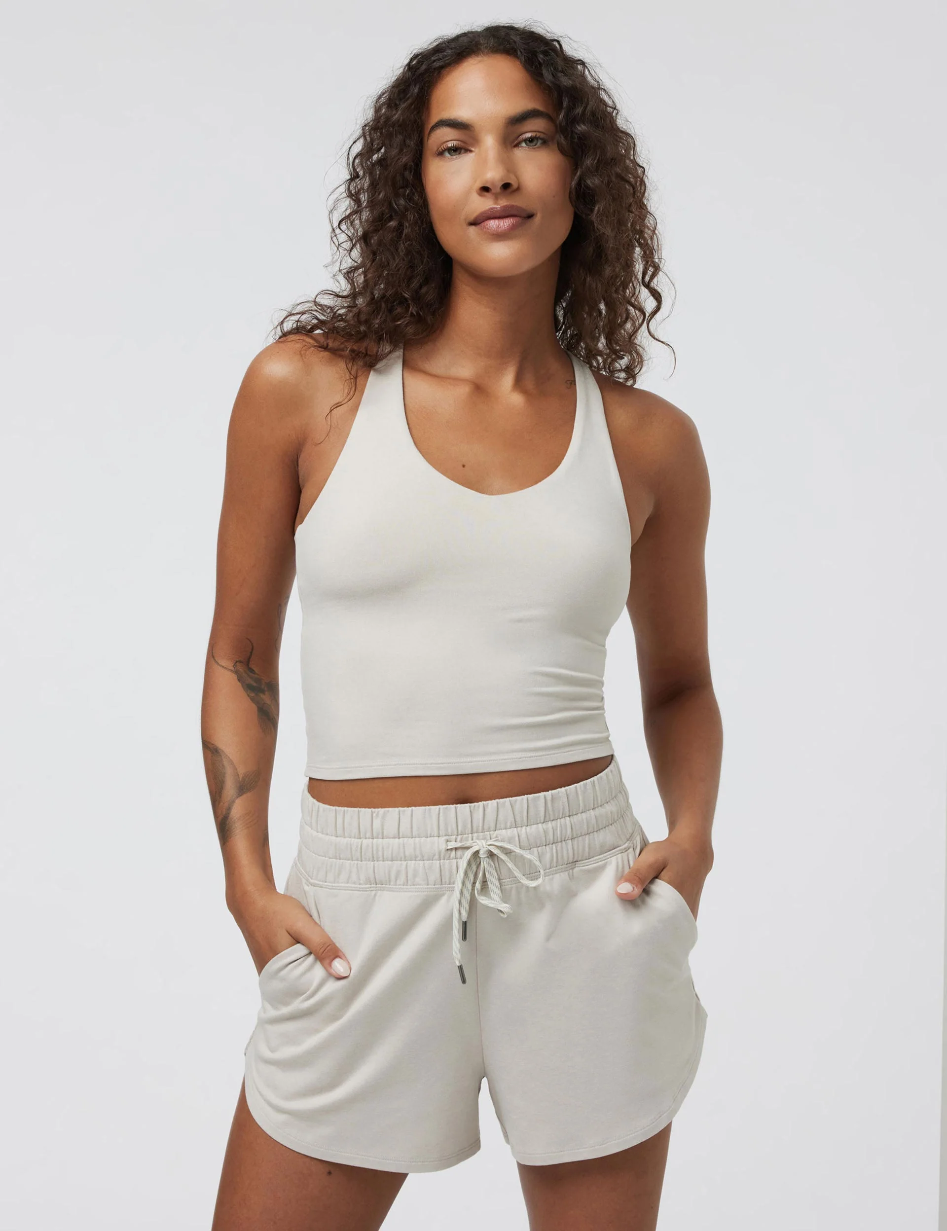 Halo Performance Crop 2.0 - Ecru Heather