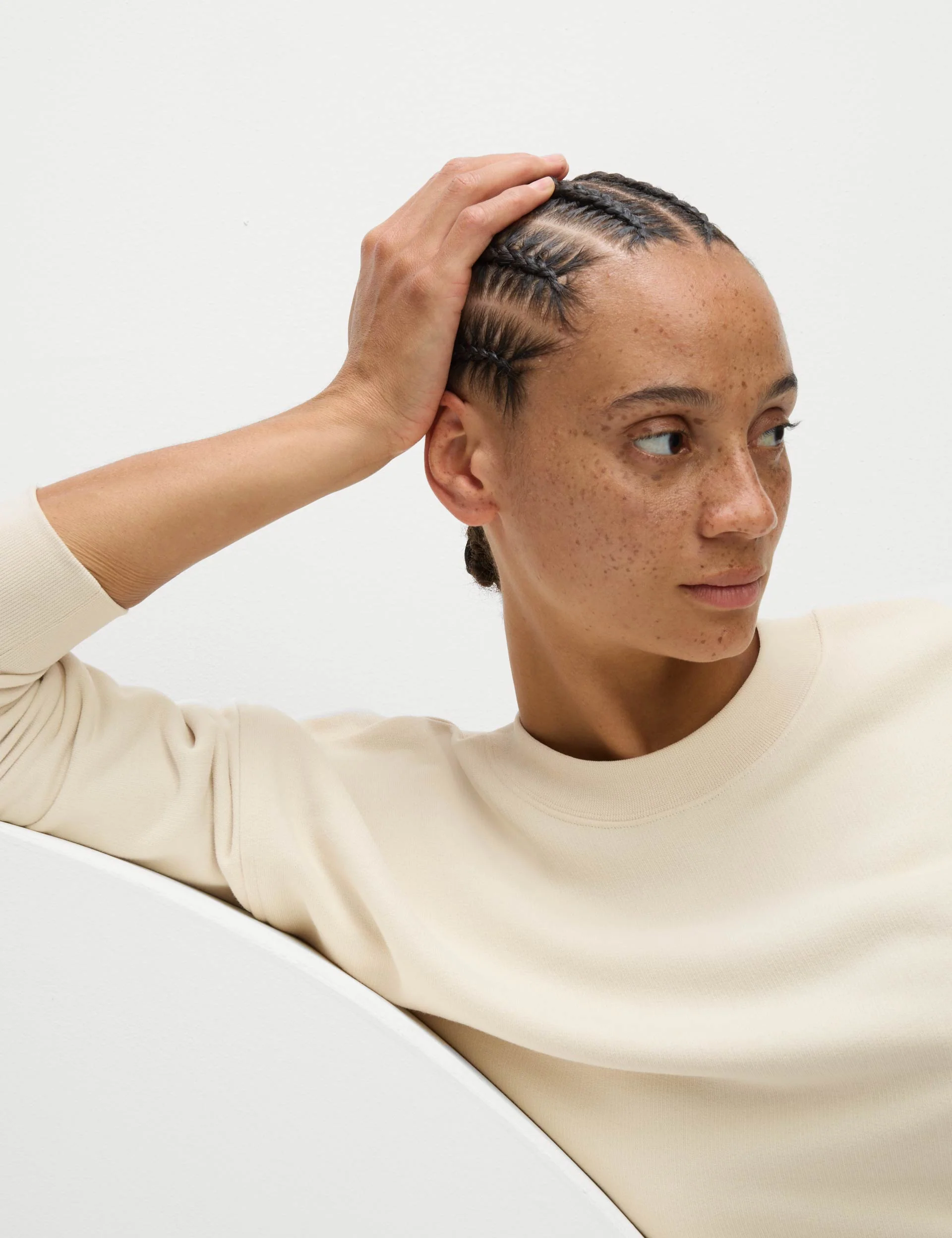 Cotton Rich Mesh Panel Relaxed Sweatshirt - Ivory