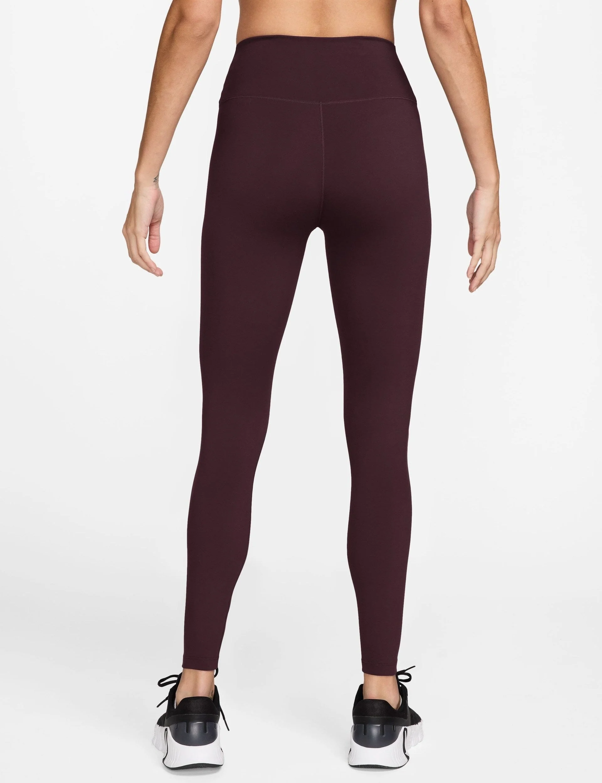 One High Waisted Full Length Leggings - Burgundy Crush/White