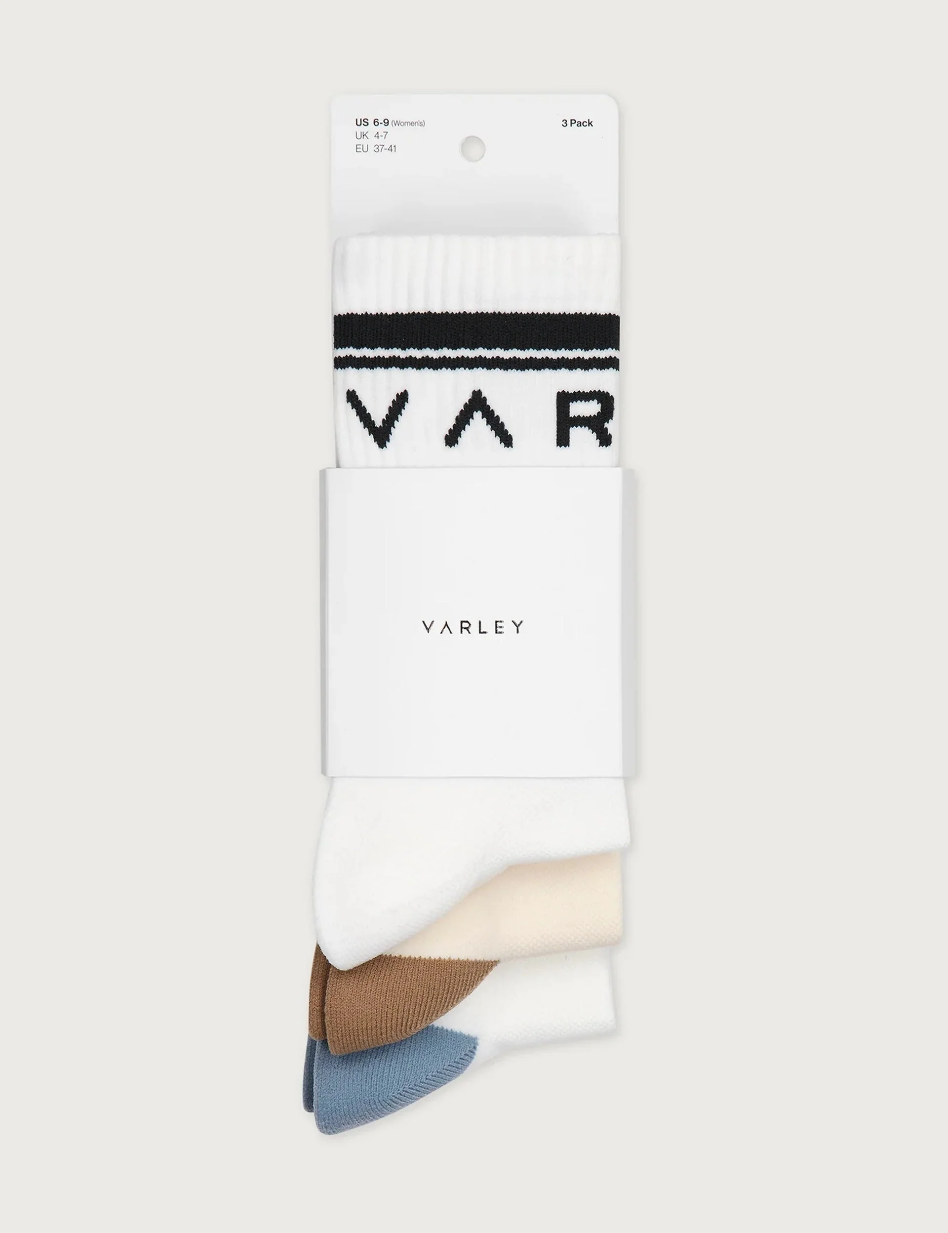 Astley Active Sock 3 Pack - White/Birch/White